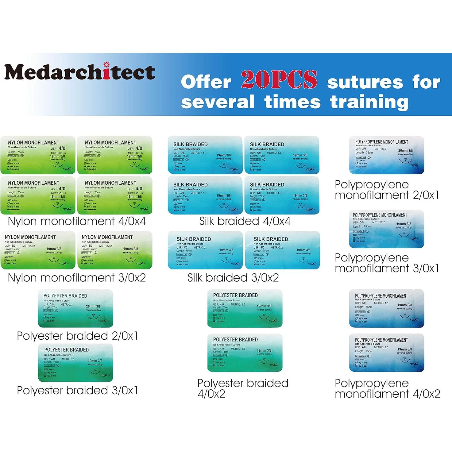 Kit de Práctica de Suturas Medarchitect 30 Piezas