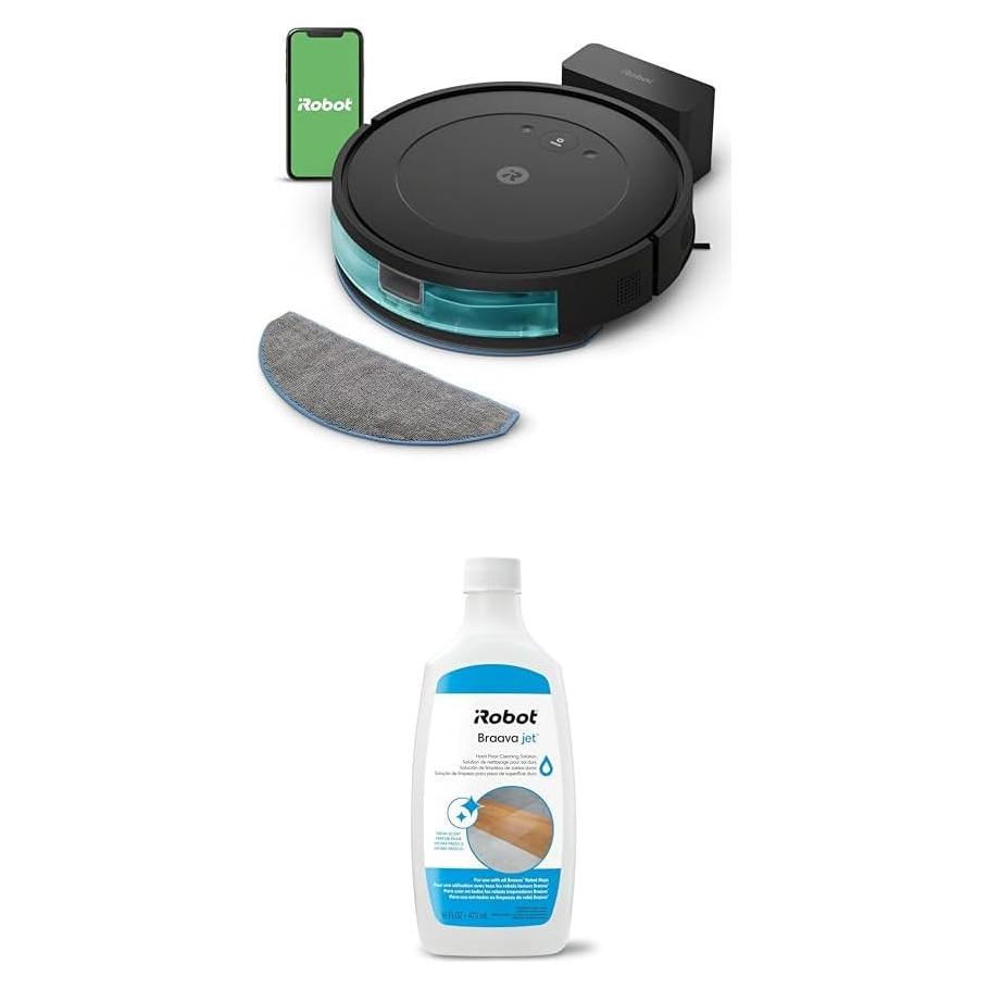 Roomba Combo Essential Robot Vacuum & Mop (Y0110) w/ Authentic Hard Floor Cleaning Solution Concentrate for Braava Jet Mops and Roomba Combo 2-in-1 Robots