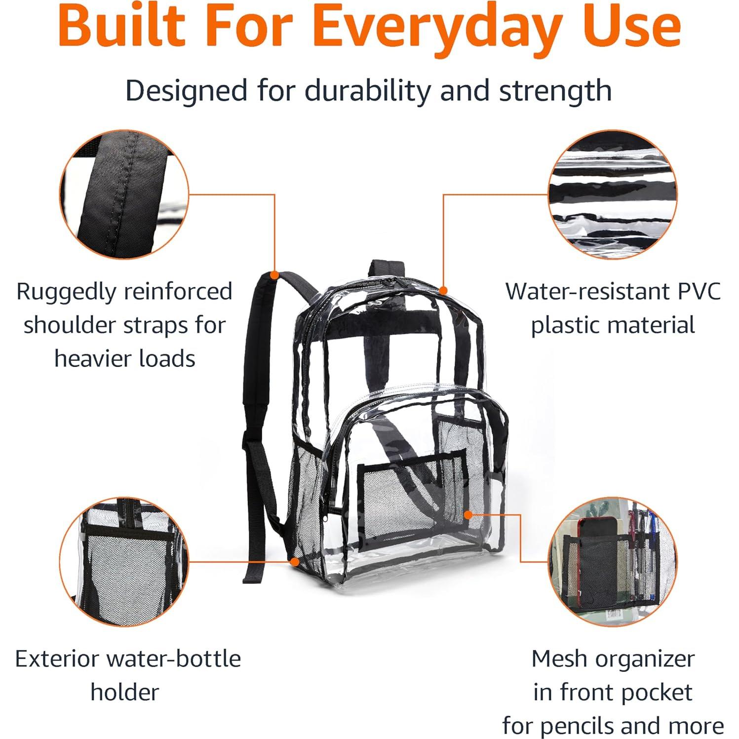 Mochila Escolar Transparente Amazon Basics 43x33x17.8 cm