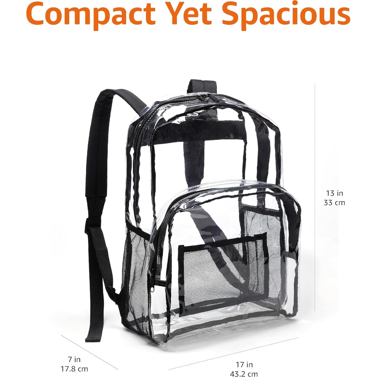 Mochila Escolar Transparente Amazon Basics 43x33x17.8 cm