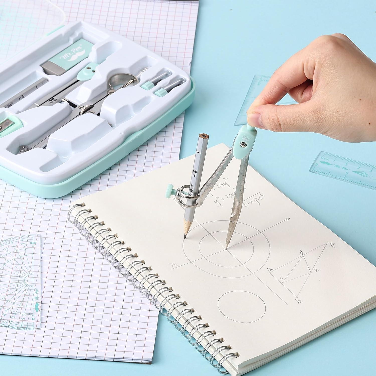 Juego de Geometría Mr. Pen 13 Piezas con Caja Verde