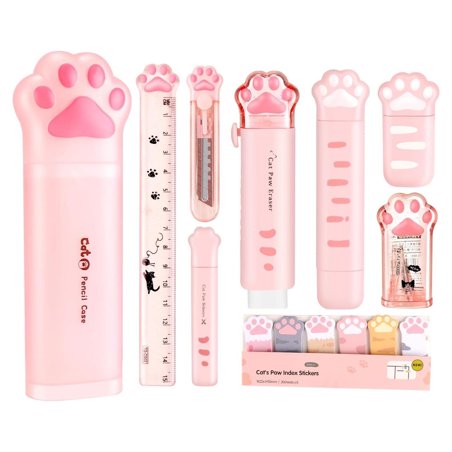 Conjunto de Papelería Kawaii PANDENNER - 10 Piezas Rosa