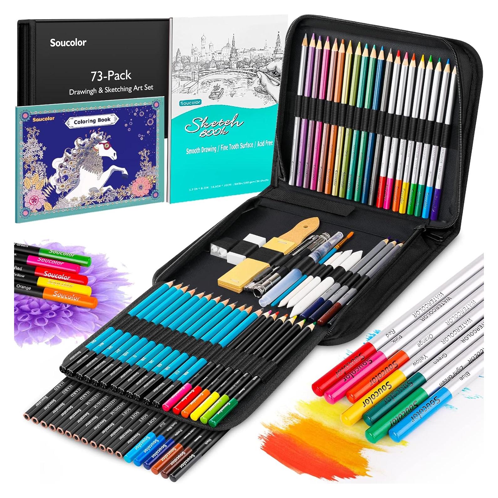 Kit de Dibujo Soucolor 73 Piezas para Adultos y Artistas