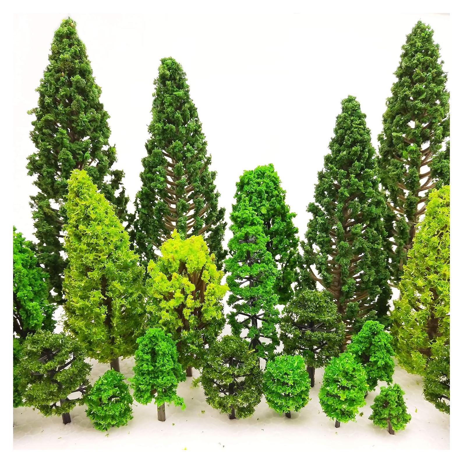 MOMOONNON 36 Árboles de Modelo Verde 3.5-15 cm para Diorama