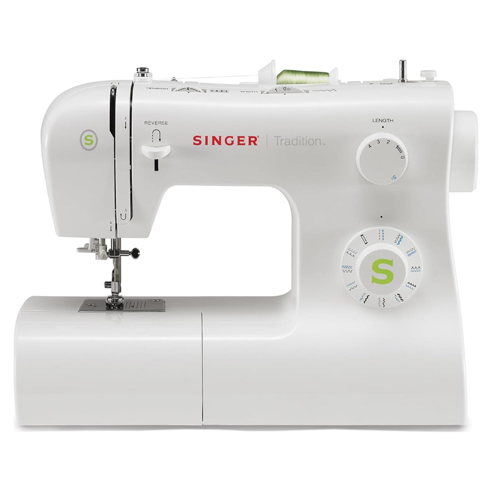 SINGER Tradition 2277 Sewing Machine with Automatic Needle Threader | 97 Stitch Applications, 1-Step Buttonhole, Adjustable Stitch Length & Width & Heavy-Duty Metal Frame (White)