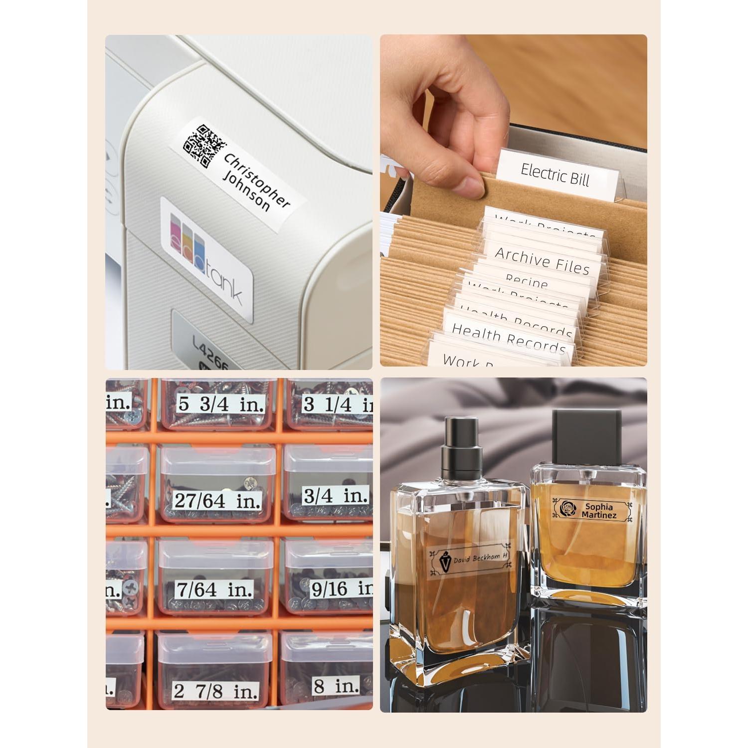 Makeid Label Maker E1, Bluetooth Rechargeable Label Maker Machine, QWERTY Keyboard Labeler, 3.4" Backlighting LCD Screen, Prints 9~16 mm