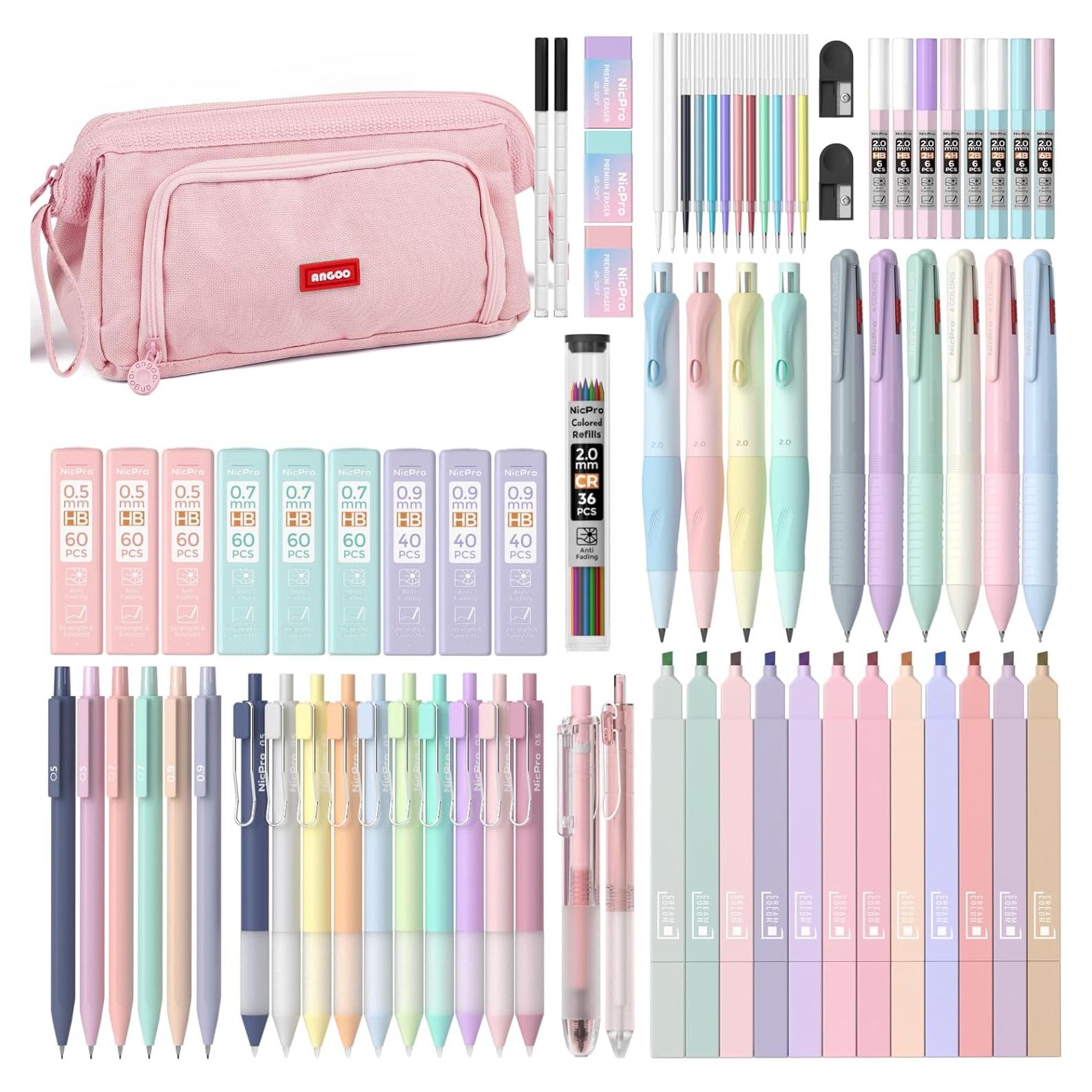 Set de Suministros Escolares Nicpro 78 PCS con Estuche Rosa