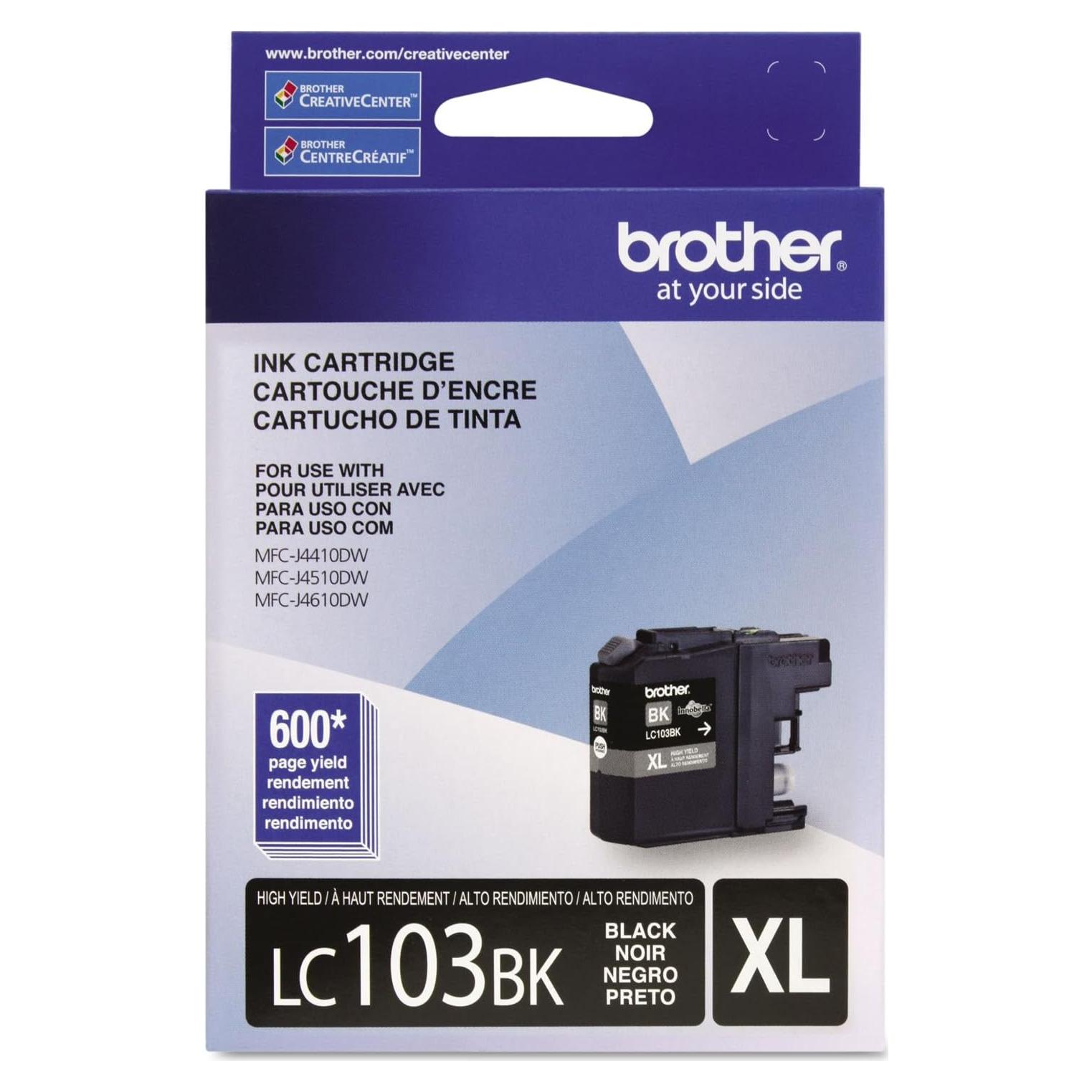 Cartucho de Tinta Negra Brother LC103BK - Alto Rendimiento 600 Páginas