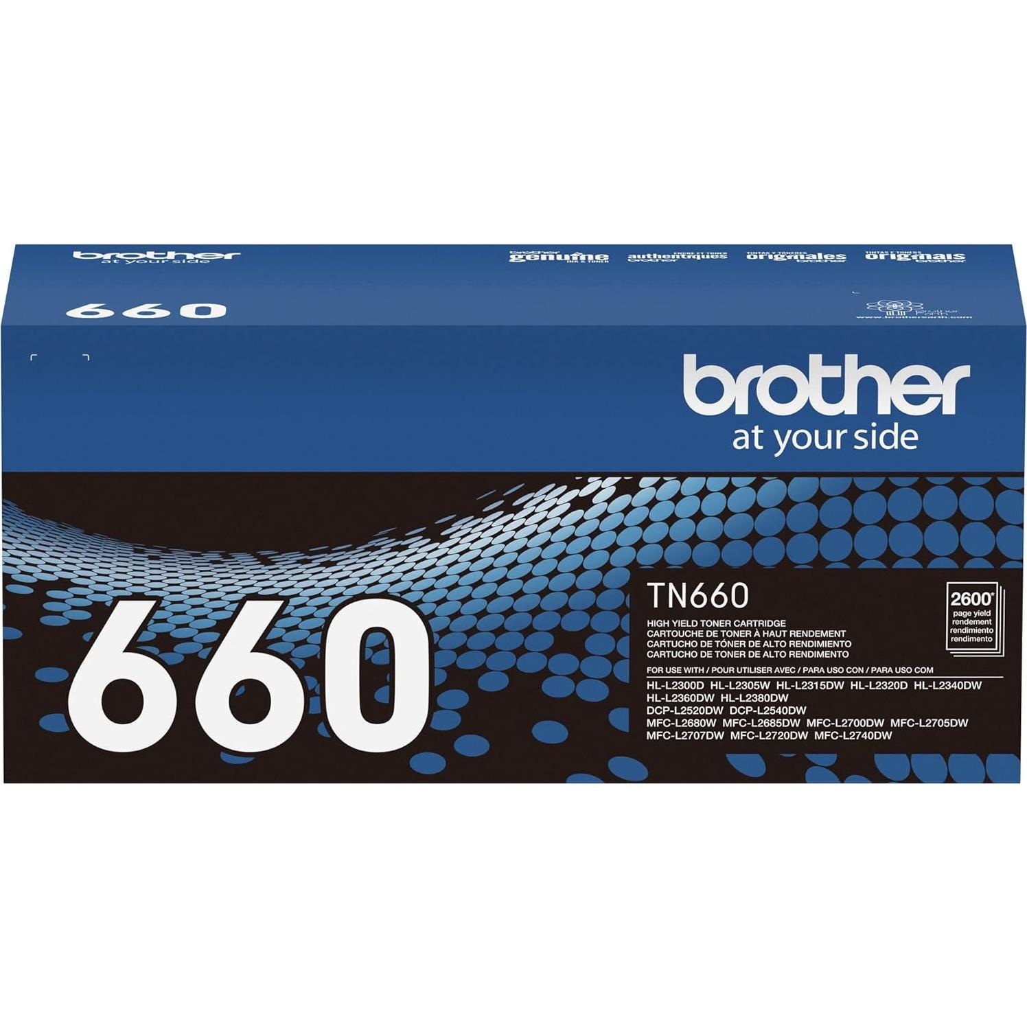 Cartucho de Tóner Brother TN660 Alta Capacidad Negro 2600 Páginas