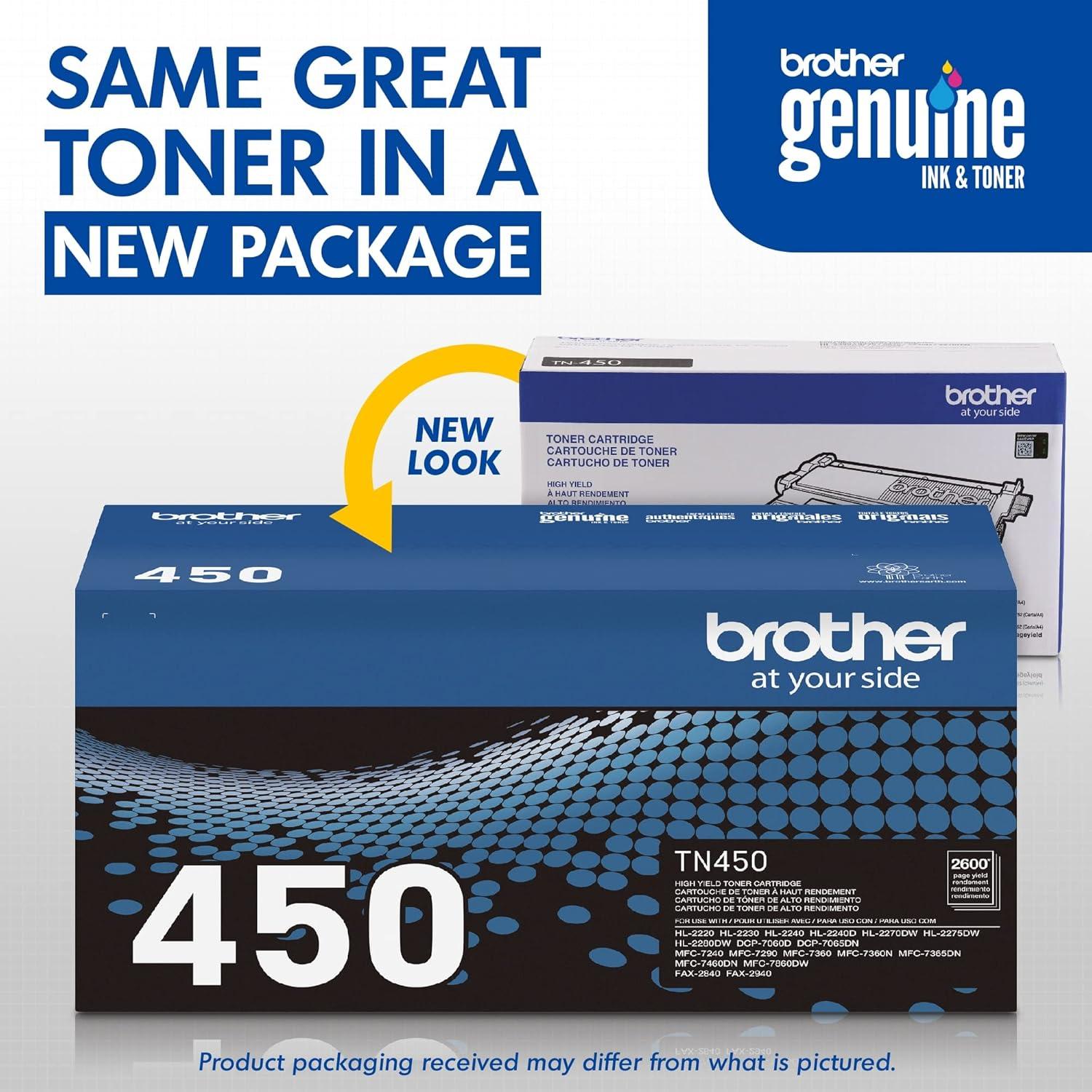 Cartucho de Tóner Negro Brother TN-450 Alta Capacidad 2600 Páginas