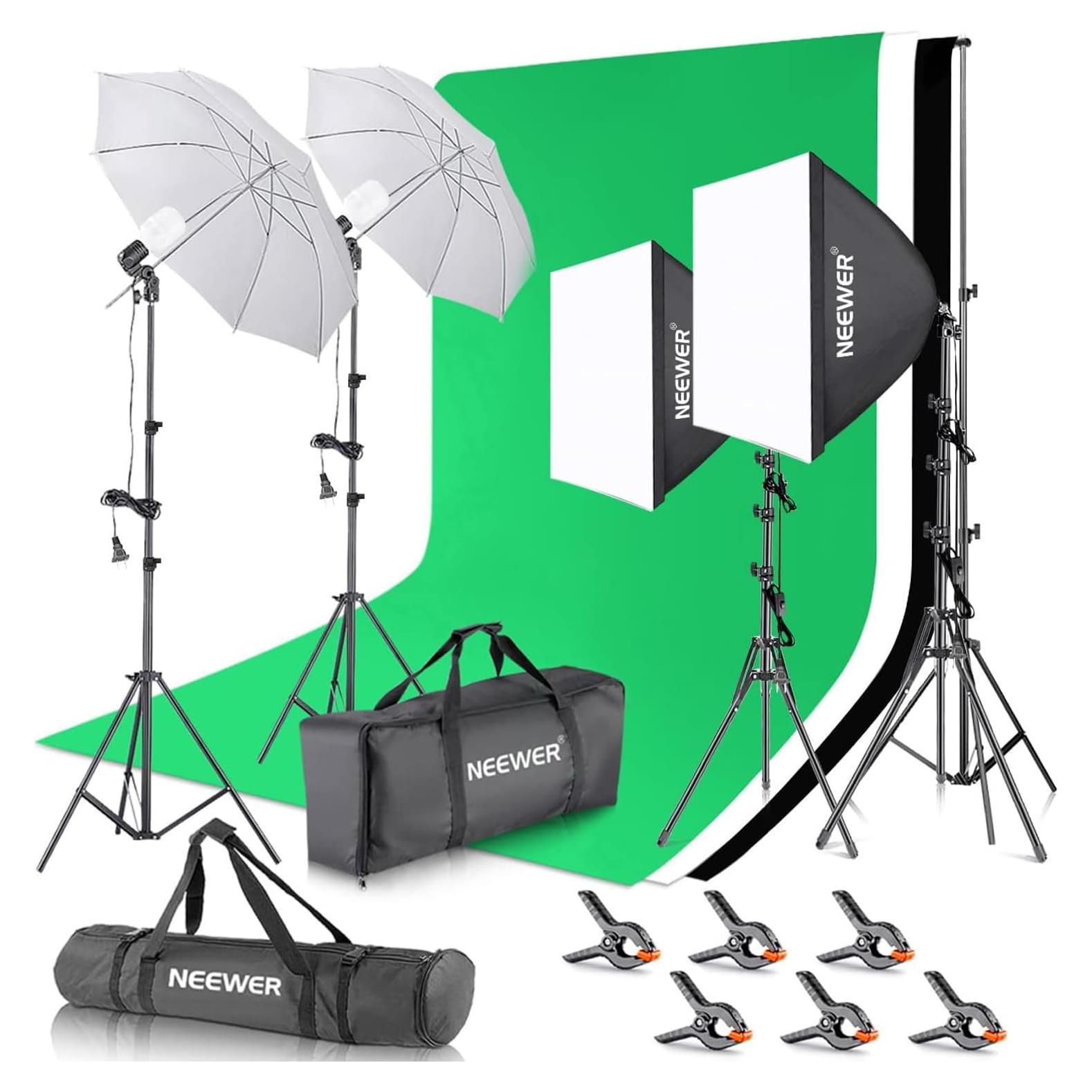 Kit de Iluminación Fotográfica NEEWER con Fondos y Soportes