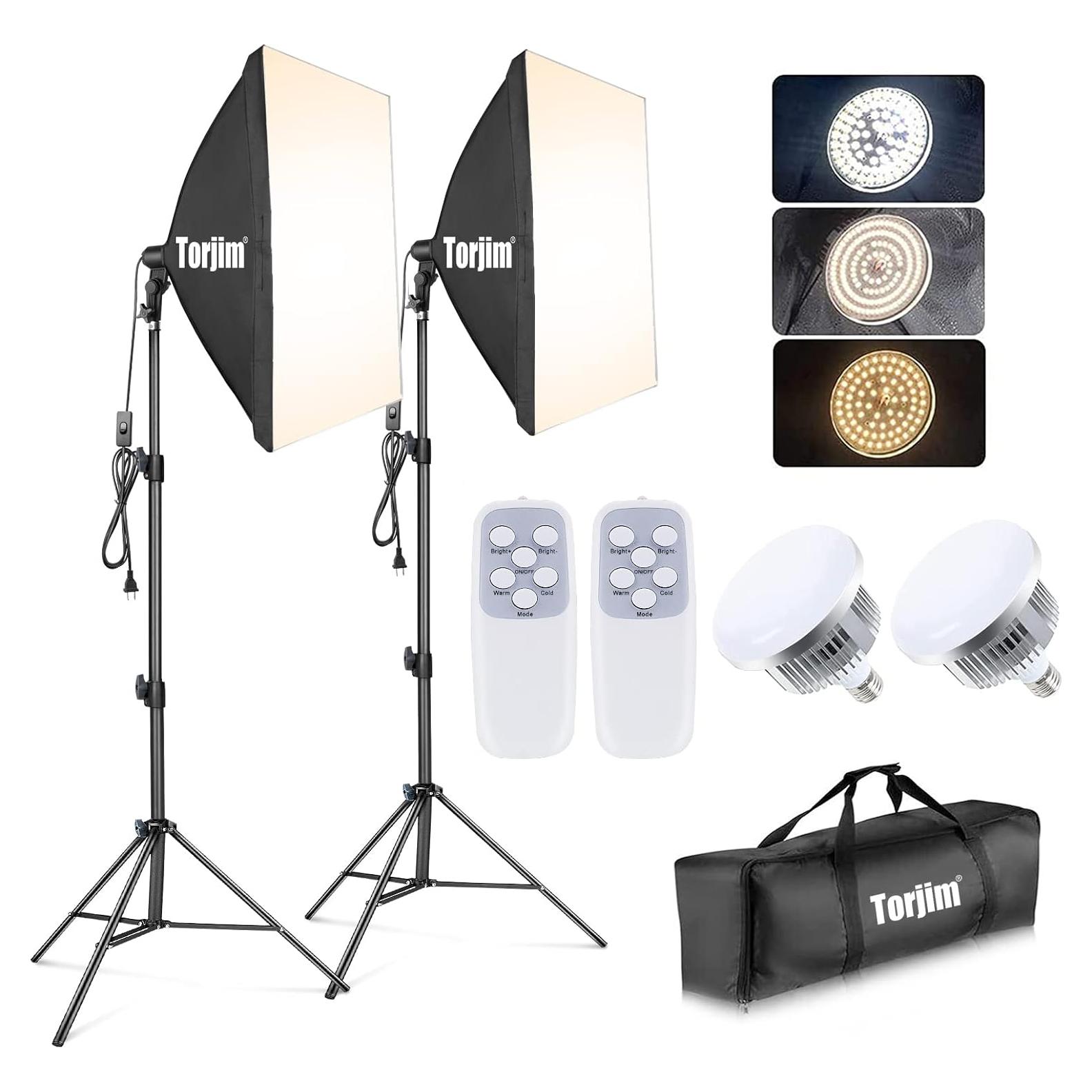 Kit de Iluminación Fotográfica Torjim Softbox 2Pcs 70x70cm 85W