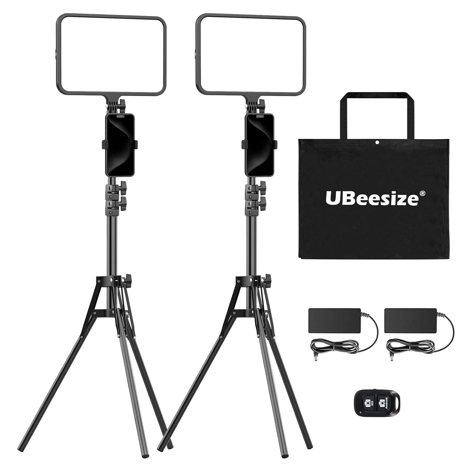 Kit de Luz LED UBeesize 2 Piezas 33 cm con Trípode 165 cm