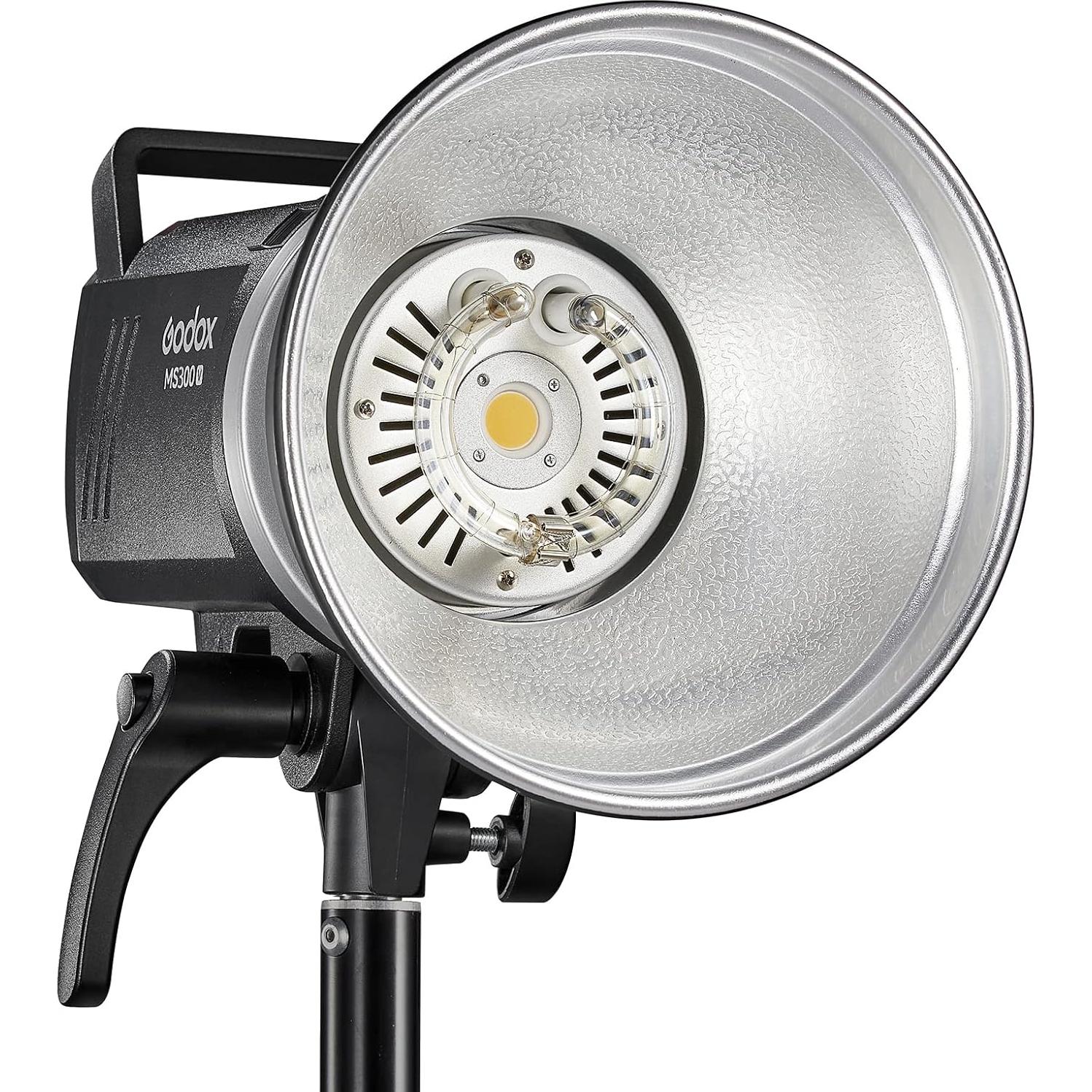 Godox MS300V MS300-V Compact Studio Strobe Flash Light - 300W,GN58 0.1-1.8S Recycle Time,2.4G X System,Bowens Mount LED Modeling Lamp for Photographic Studio Portrait Shooting(MS300 Upgraded Version)