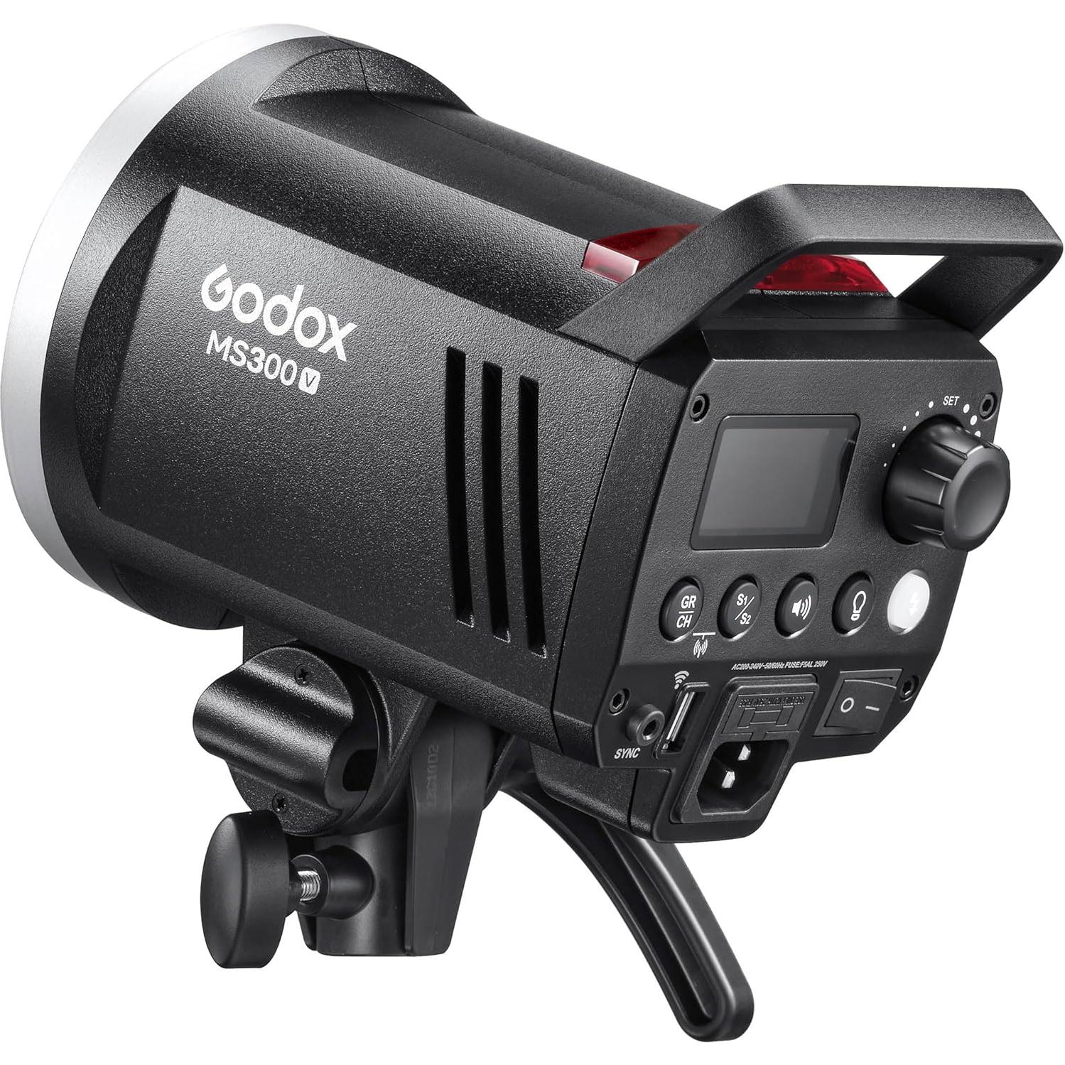 Godox MS300V MS300-V Compact Studio Strobe Flash Light - 300W,GN58 0.1-1.8S Recycle Time,2.4G X System,Bowens Mount LED Modeling Lamp for Photographic Studio Portrait Shooting(MS300 Upgraded Version)