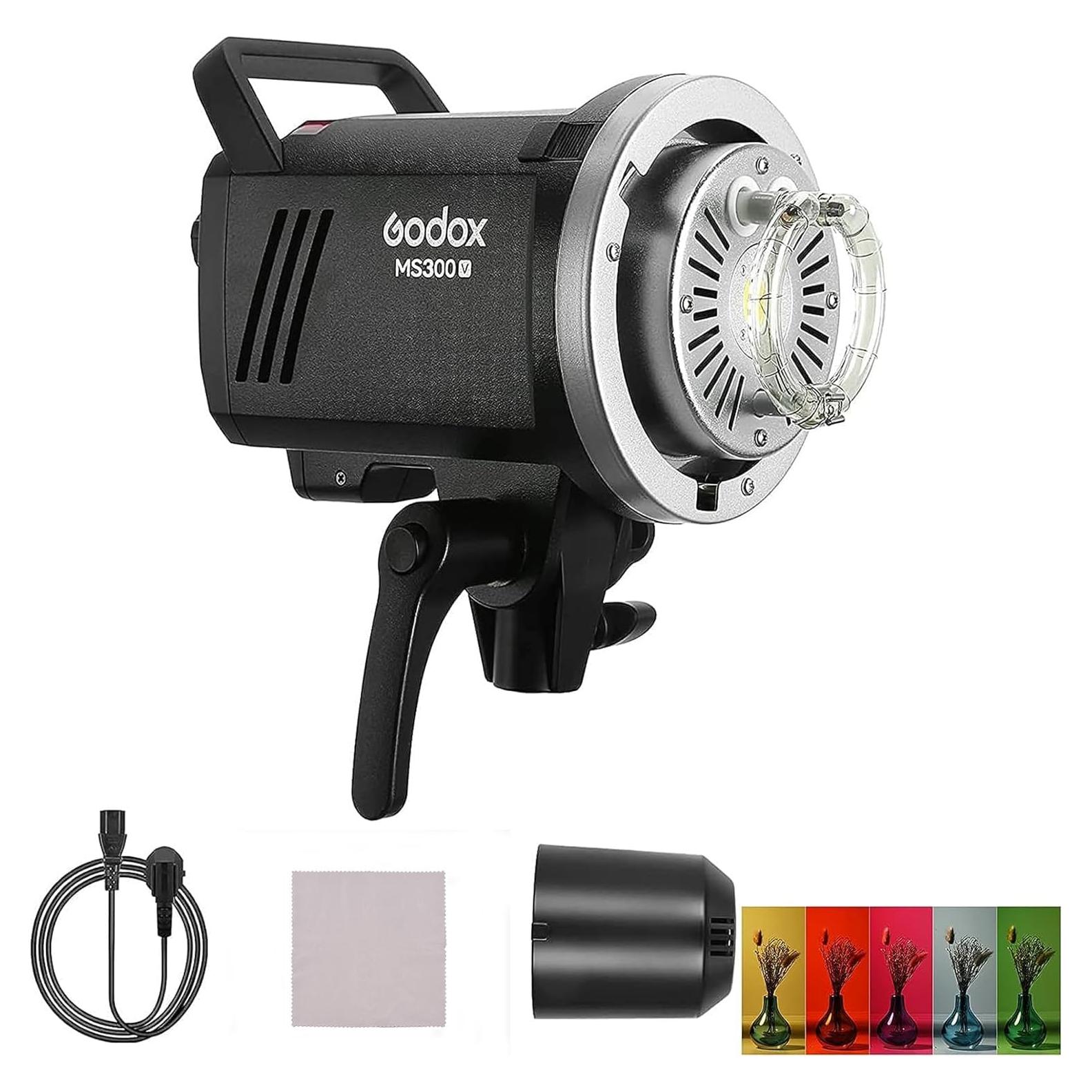 Godox MS300-V Upgraded Studio Flash Light 300Ws Strobe Light GN58 0.1-1.8S Recycle Time 5600±200K 2.4G Wireless X System with 10W LED Modeling Lamp Bowens Mount for Fashion Advertising Photography
