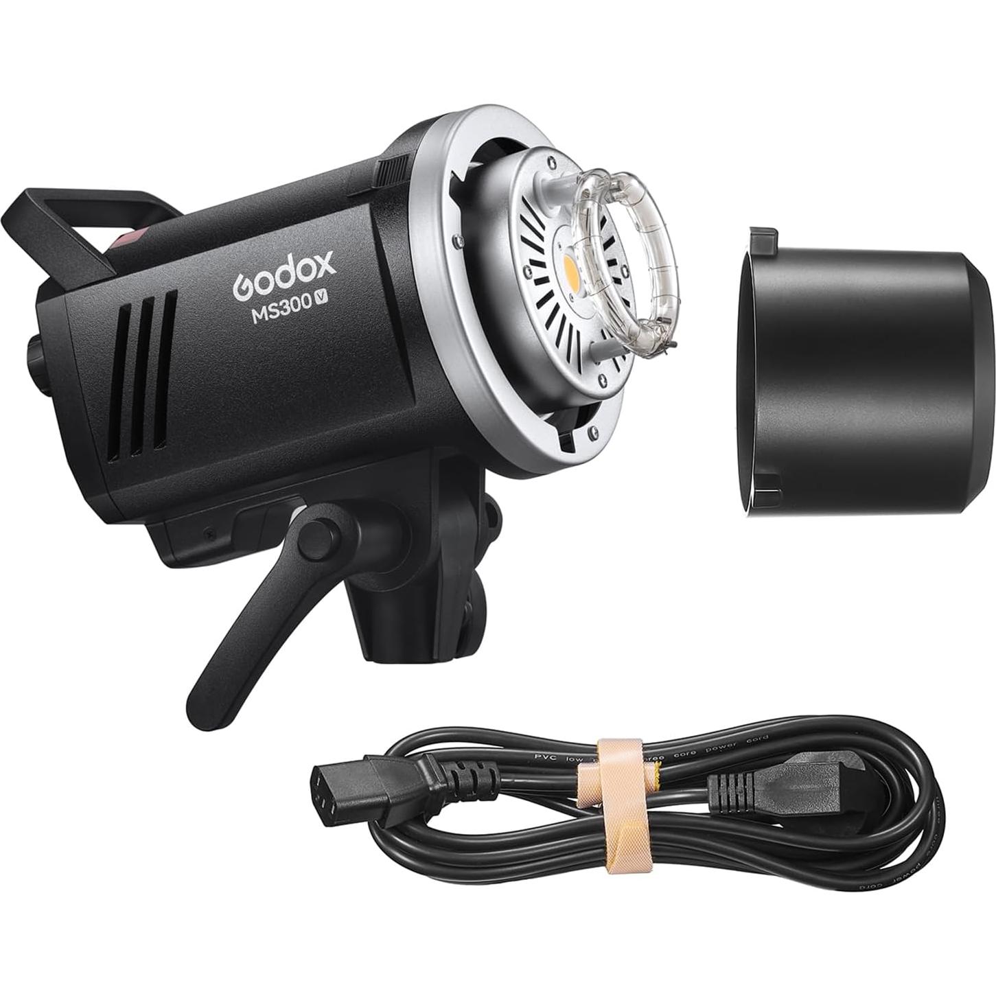 Godox MS300-V Upgraded Studio Flash Light 300Ws Strobe Light GN58 0.1-1.8S Recycle Time 5600±200K 2.4G Wireless X System with 10W LED Modeling Lamp Bowens Mount for Fashion Advertising Photography