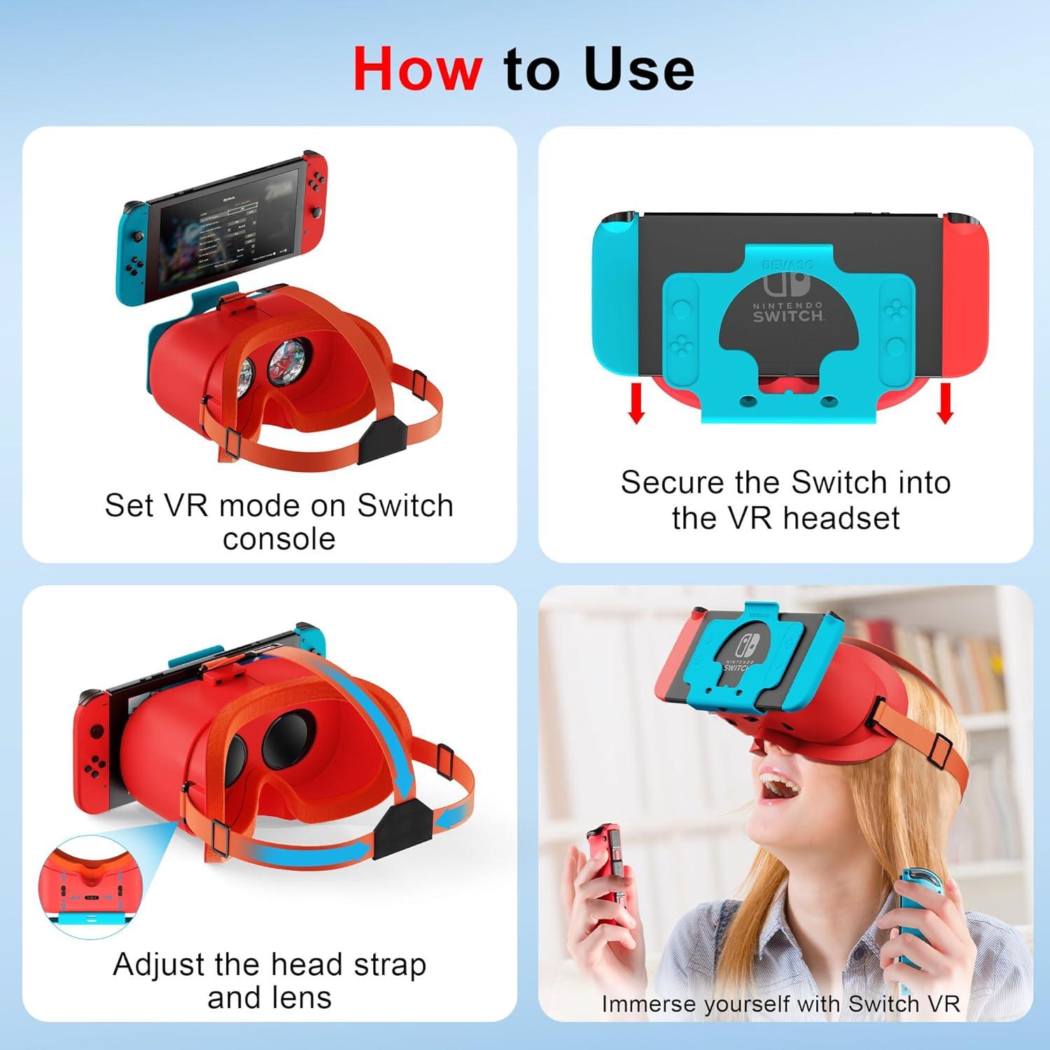 Auriculares VR DEVASO para Nintendo Switch y OLED, Lentes HD