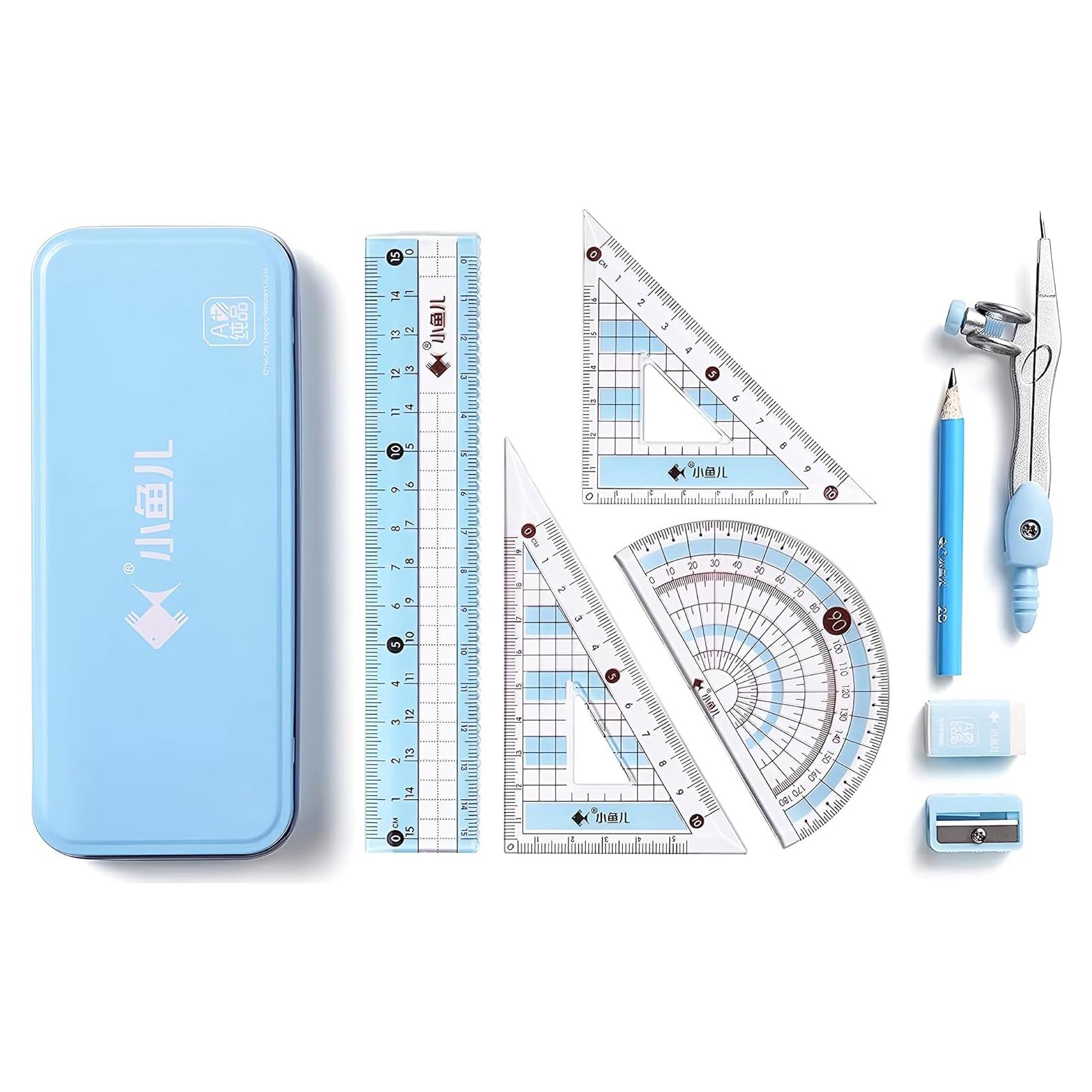 Juego de compás Waremew 8 piezas con caja irrompible