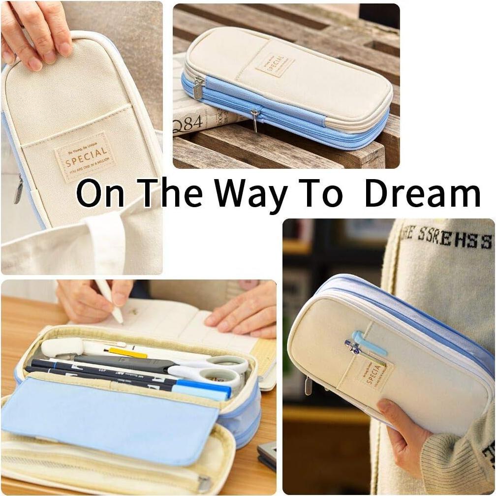 Estuche de Lápiz EASTHILL Azul Claro 22x10.5cm Gran Capacidad