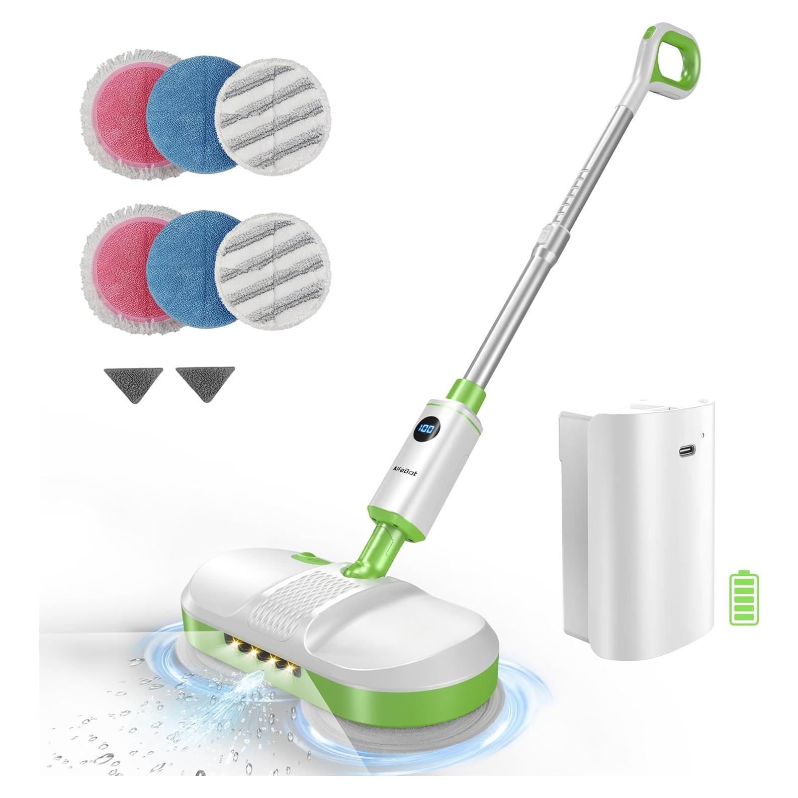 Mopa Eléctrica Inalámbrica AlfaBot S1 con Luz LED y Rociador