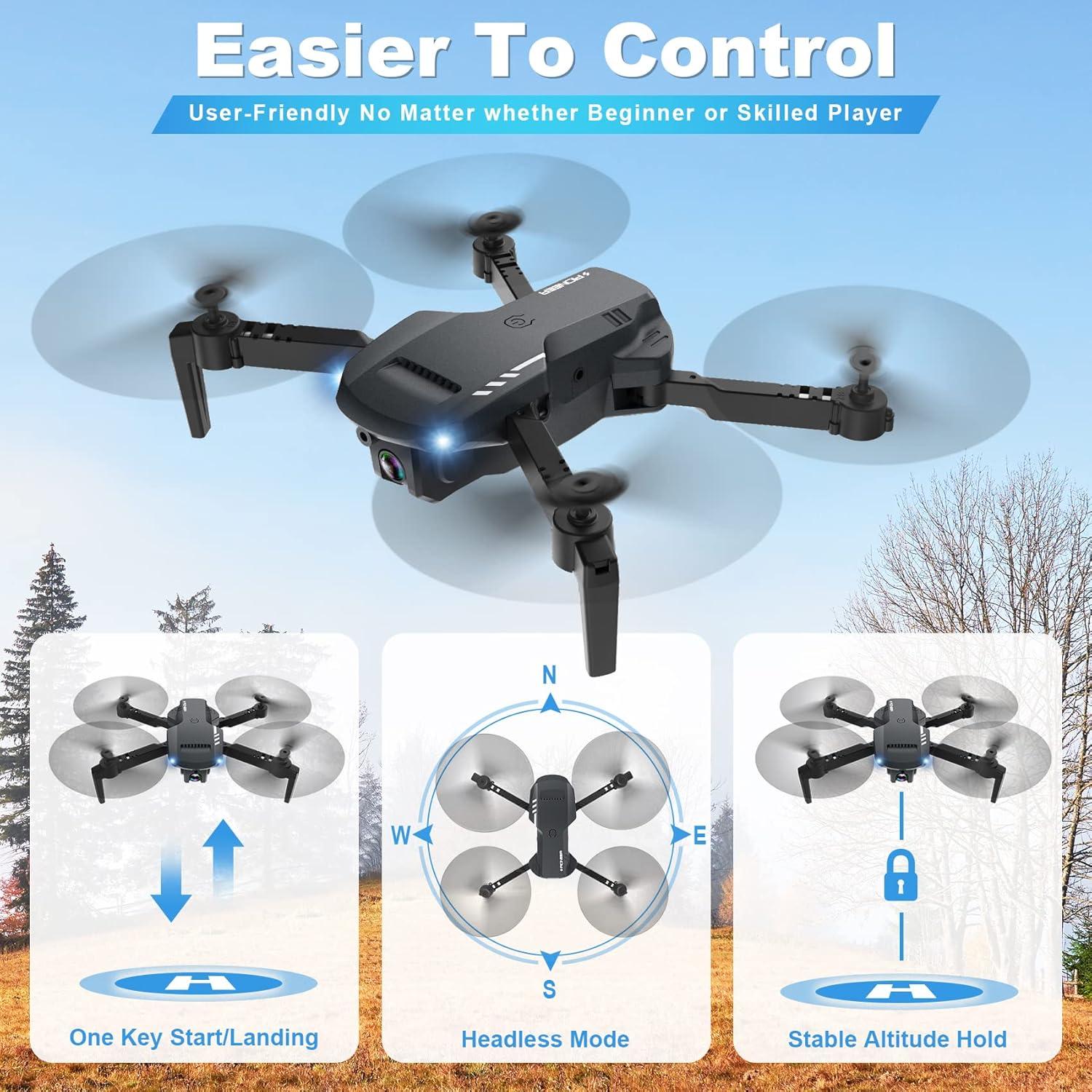 Drone Plegable RADCLO HD 1080P con Estuche y 2 Baterías