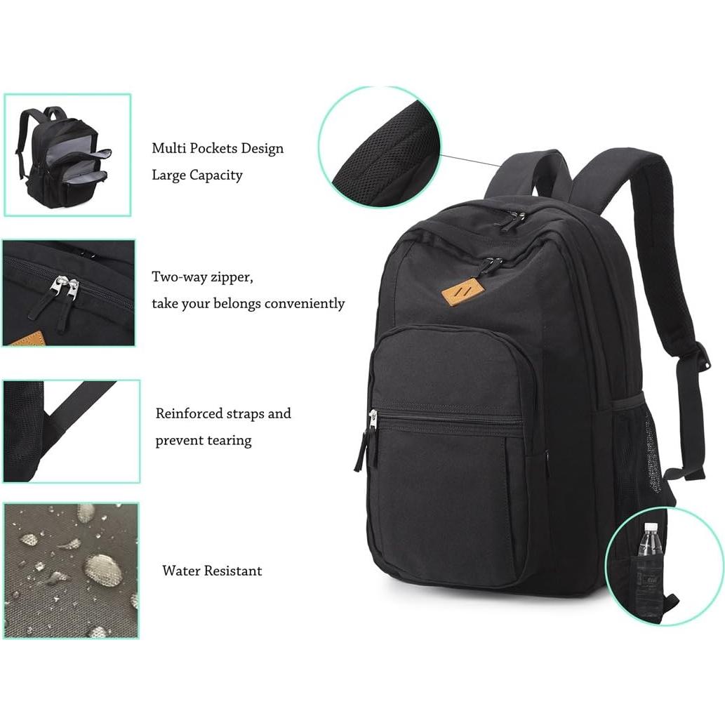Mochila de Viaje Resistente al Agua Unisex Negra 41.9cm