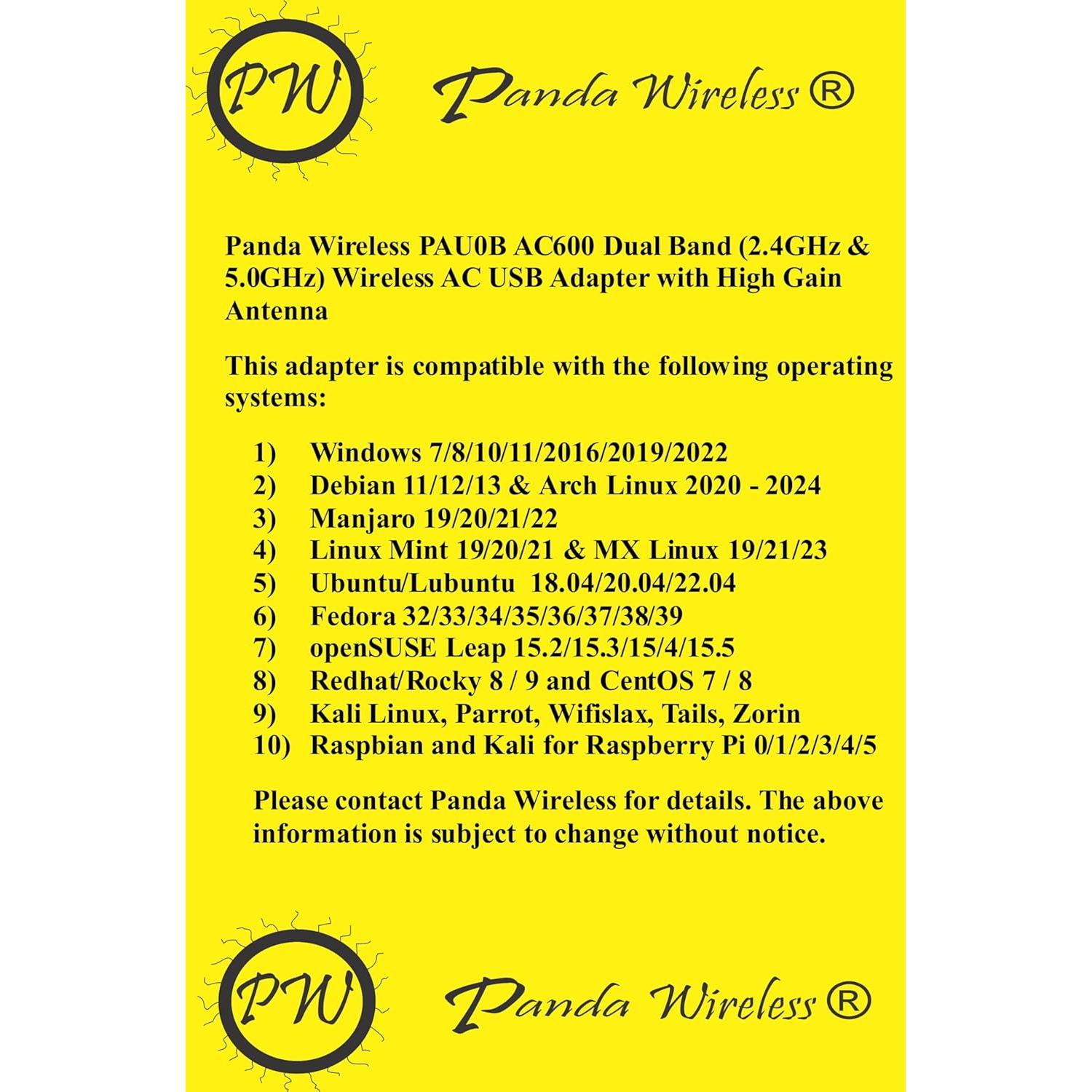 Adaptador USB Inalámbrico Panda PAU0B AC600 Doble Banda 433Mbps