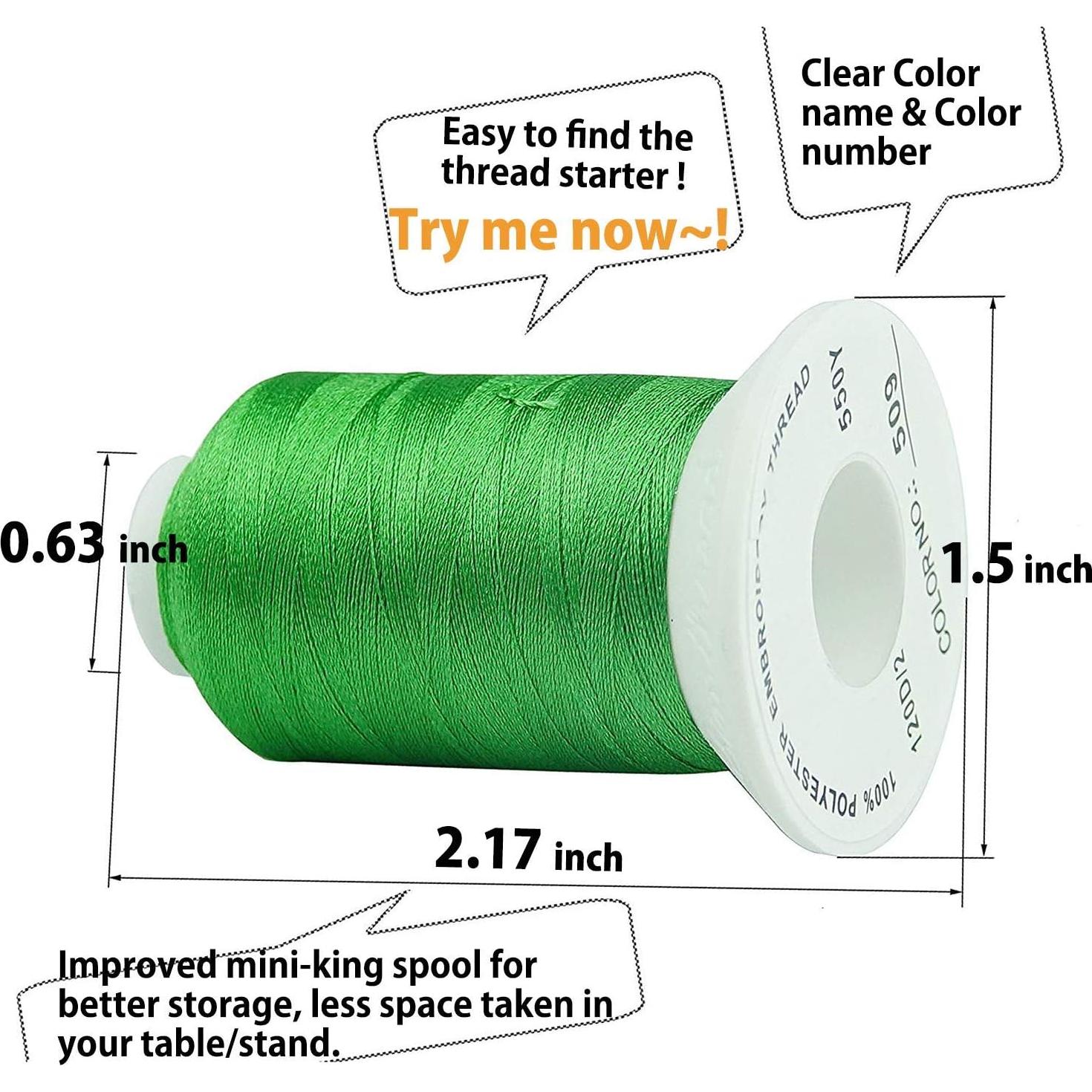 Simthread 63 Colors Polyester Compatible with Brother Embroidery Machine Thread Kit 40 Weight Compatible with Brother Babylock Janome Singer Pfaff Husqvarna Bernina Embroidery Sewing Machines 550Y