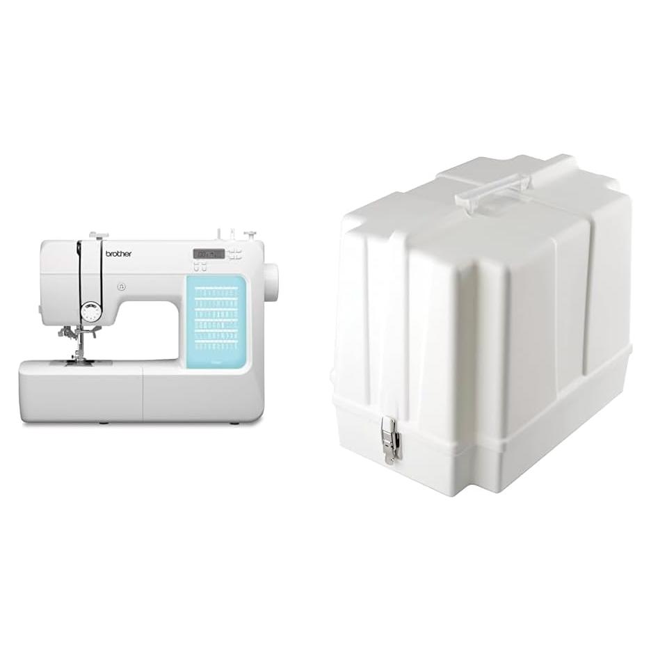 CP60X Computerized Sewing Machine, 60 Built-in Stitches, LCD Display, 7 Included Feet, White & 5300A Sewing Machine Hardcase, Off-White
