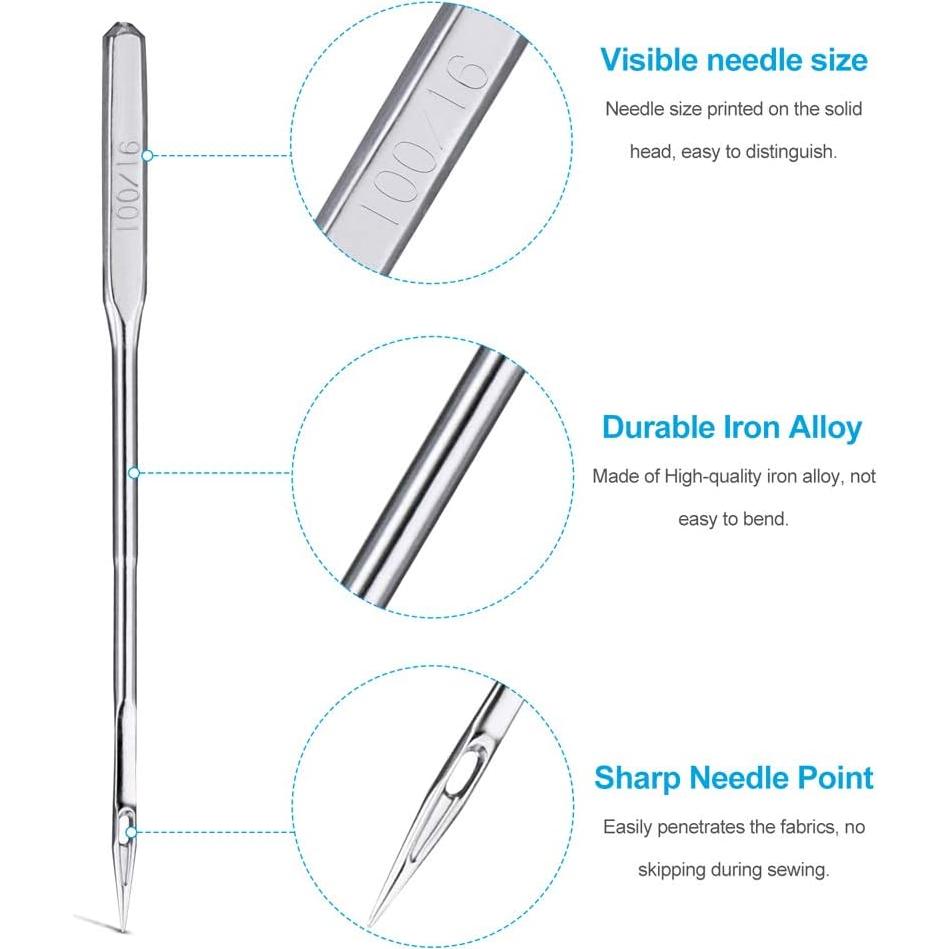 50 Agujas de Coser Universales Singer Brother con Enhebradores