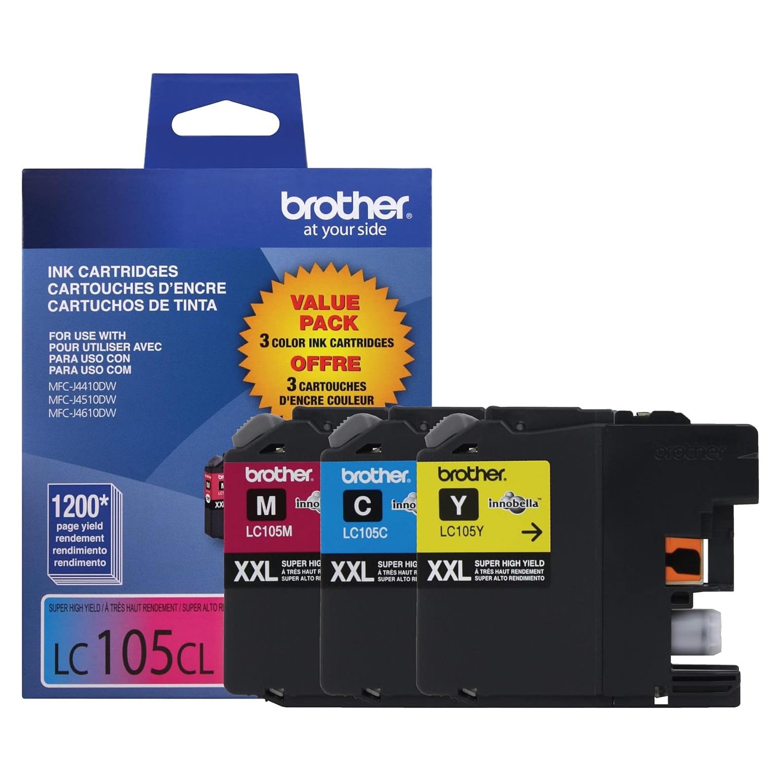 Tinta Brother LC1053PKS - Paquete de 3 Colores (Cian, Magenta, Amarillo)