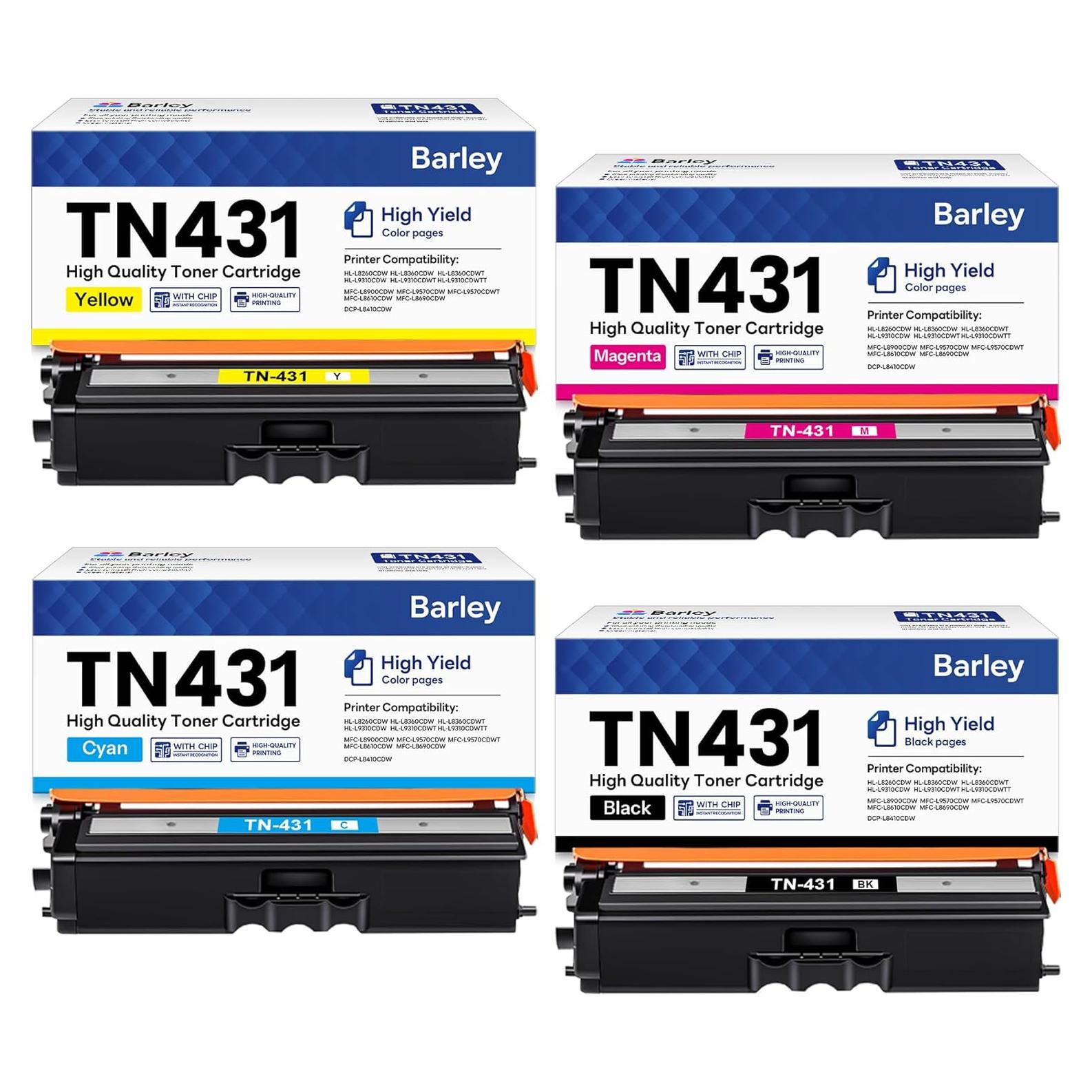 Juego de Cartuchos de Tóner Barley TN-431 4 Colores Compatible