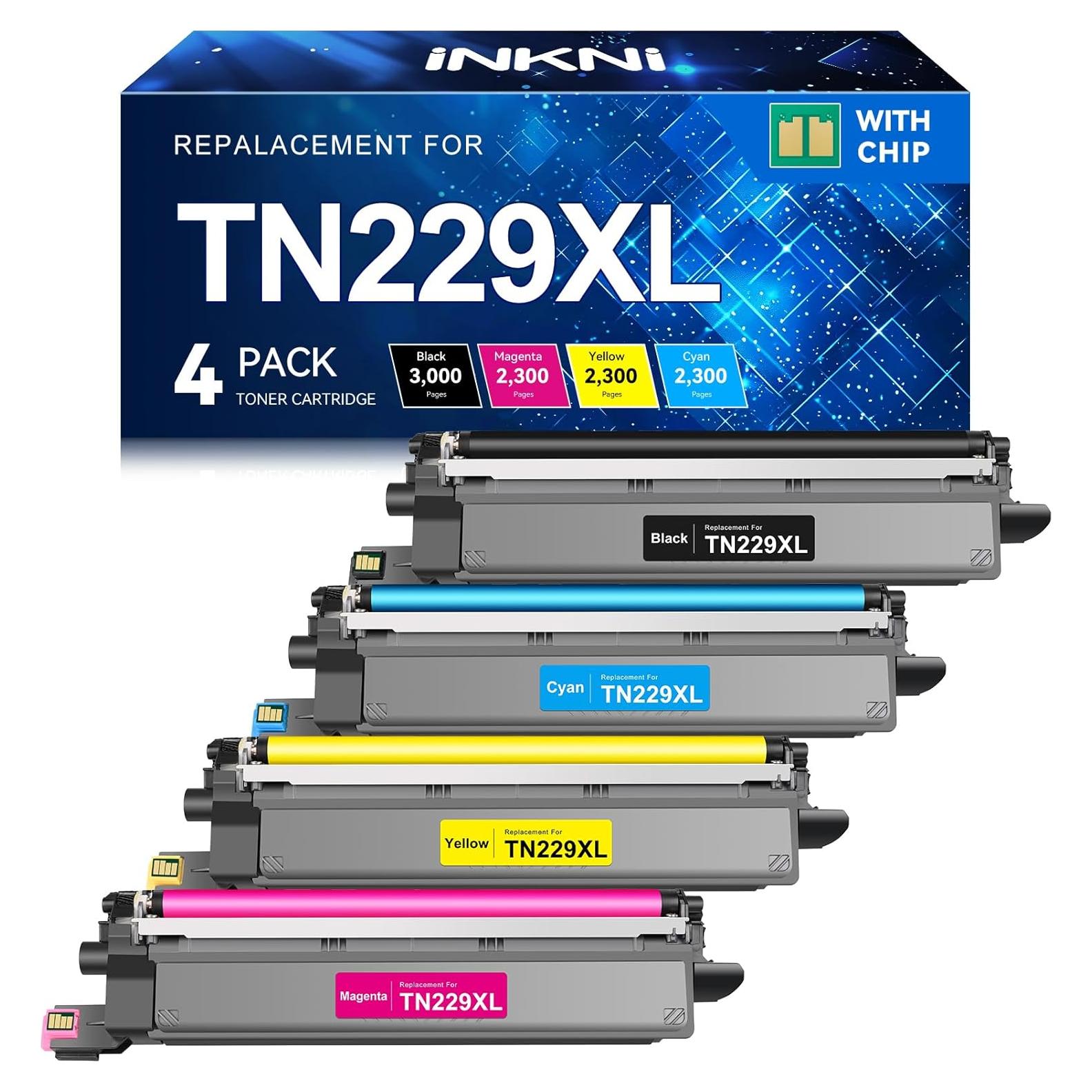 Cartuchos de Tóner InkNI TN229XL Compatibles para Brother - 4 Pack