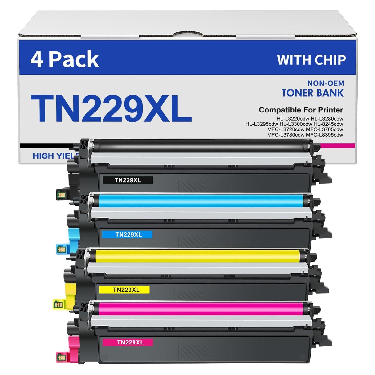 Cartuchos de Tóner TN229XL Compatible Brother - Paquete de 4