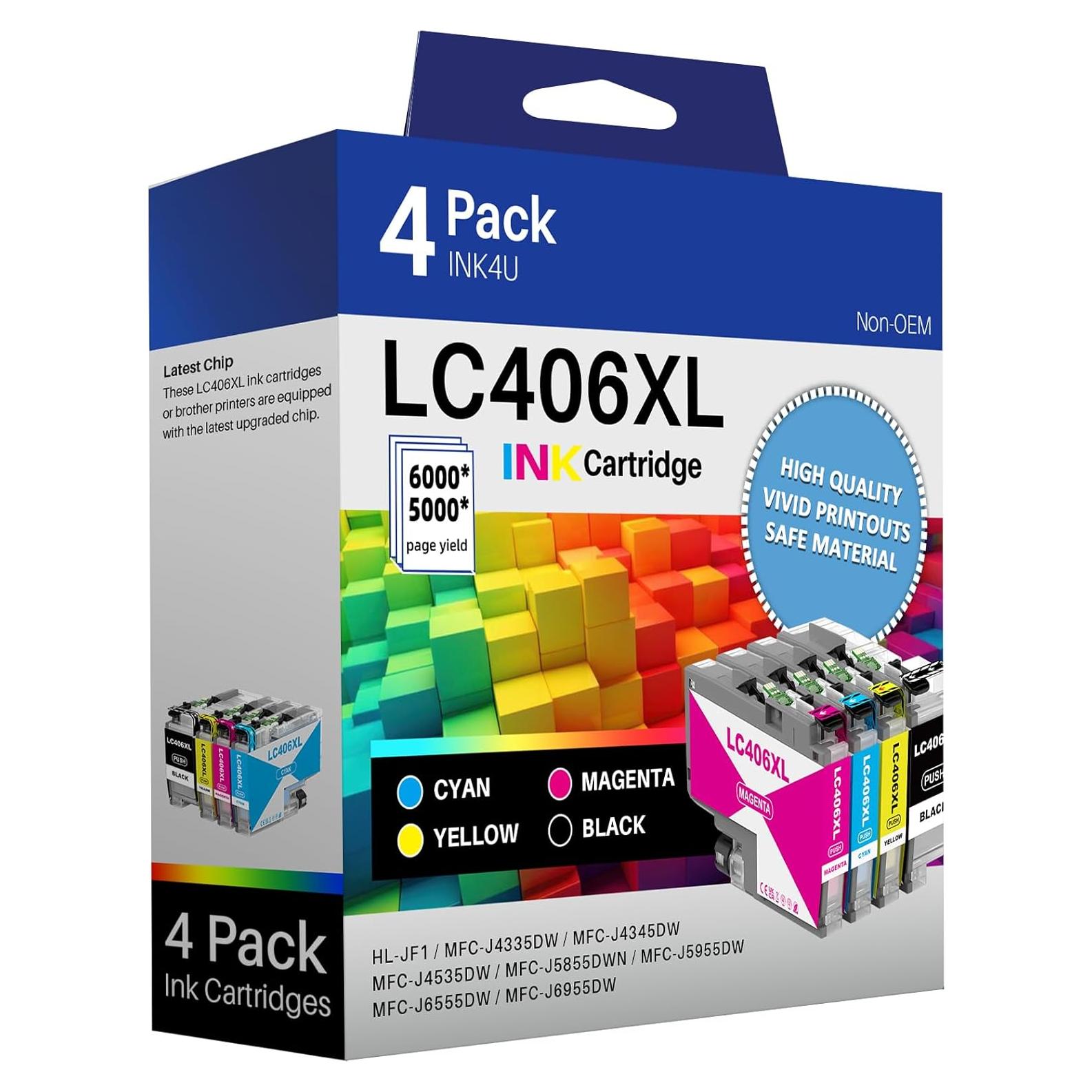 Cartucho de Tinta Compatible Brother LC406XL - Paquete de 4