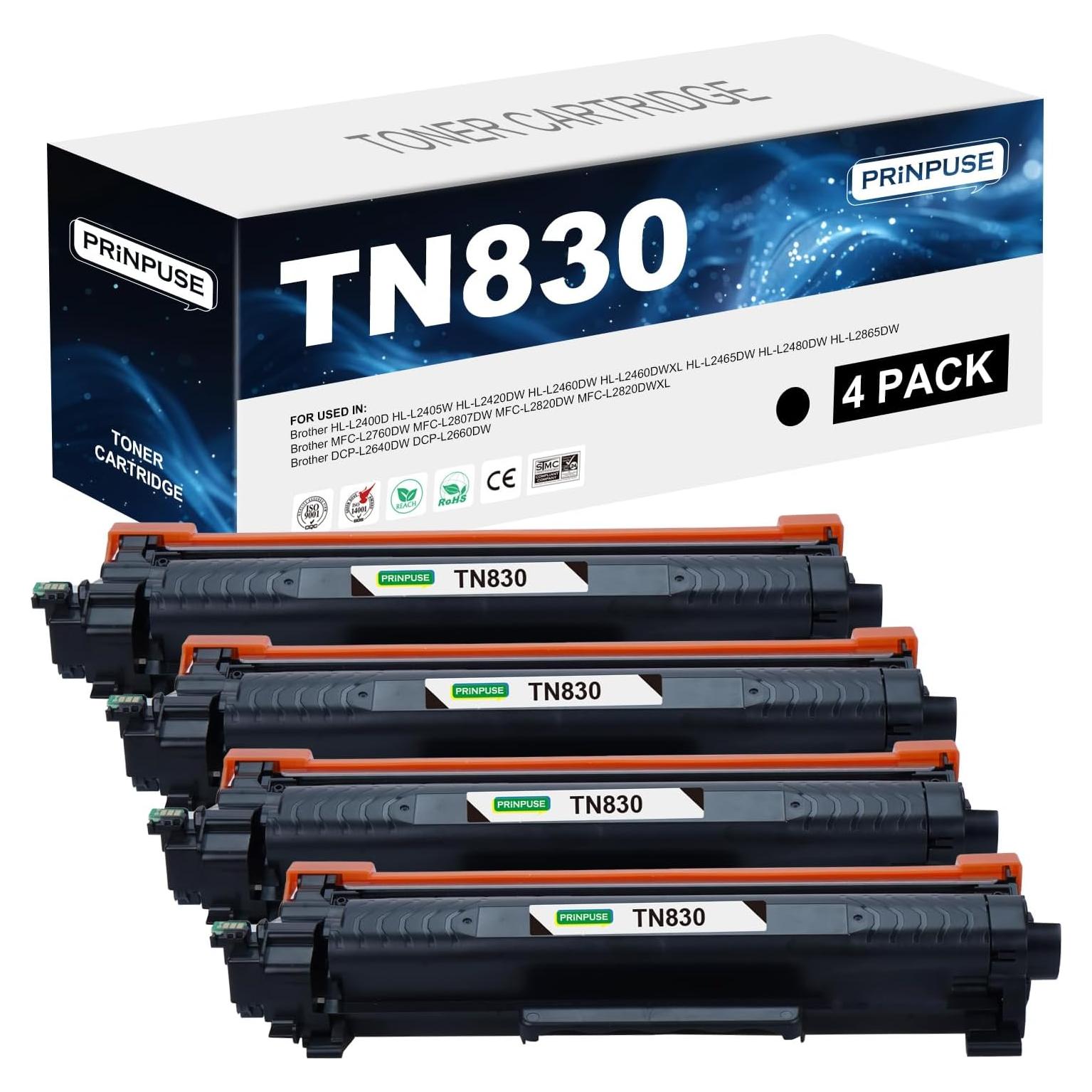 Cartucho de Tóner Negro PRINPUSE TN830 Compatible Brother