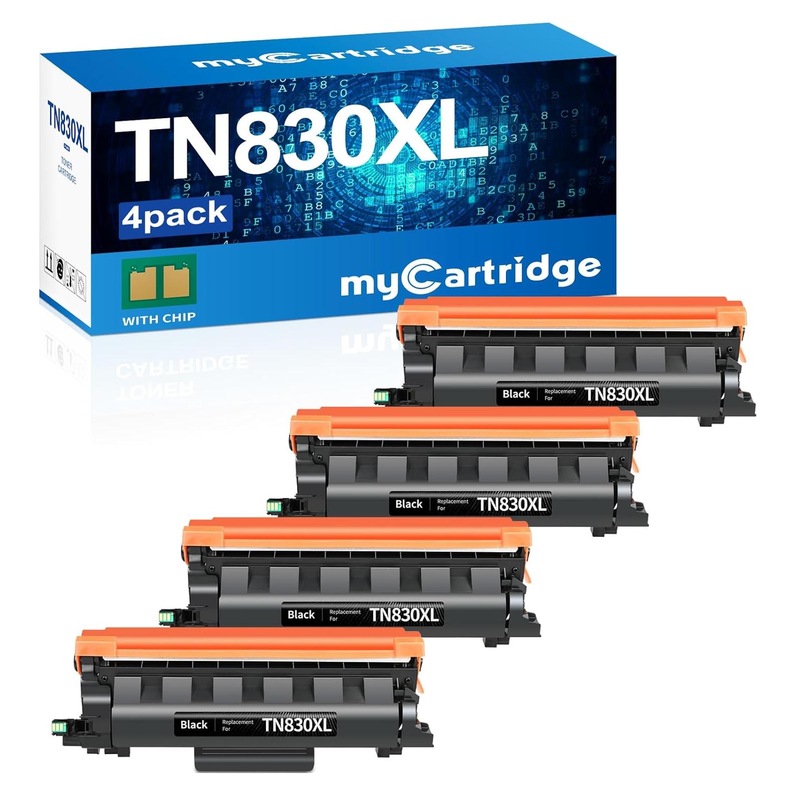 Cartucho de Tóner Negro TN830XL 4-Pack myCartridge Compatible