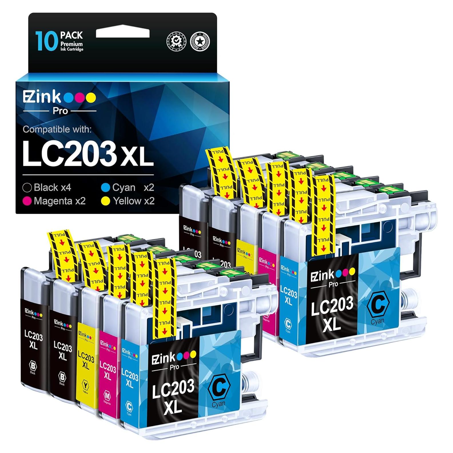 Cartuchos de tinta E-Z Ink Pro LC203XL compatibles para Brother - Paquete de 10