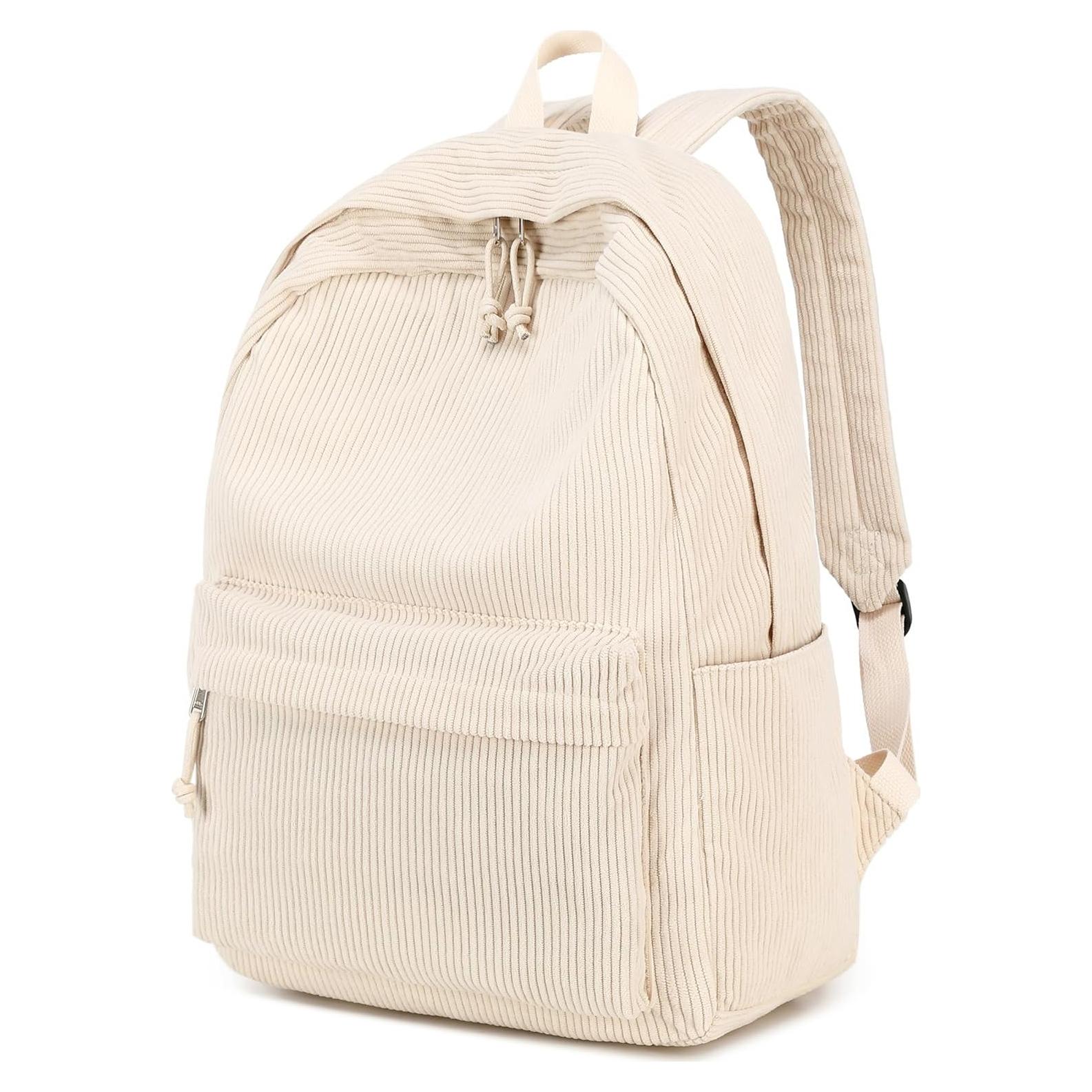 Mochila Escolar Grande Corduroy Beige 43x30x15 cm para Laptop