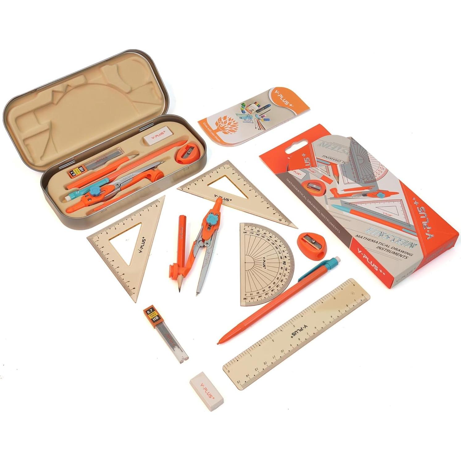 Juego de Geometría YPLUS 12 Piezas con Compás y Transportador