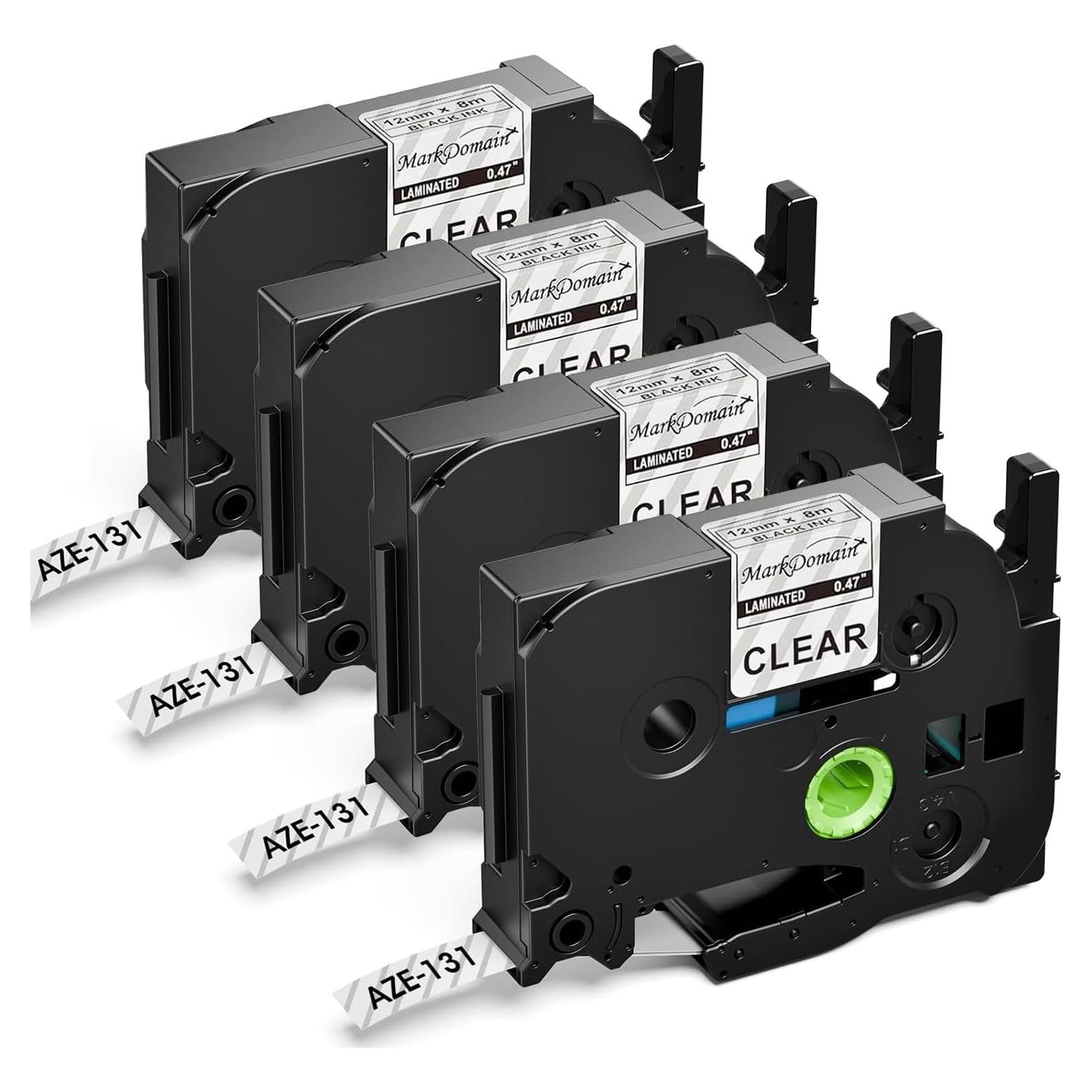 Cinta de Etiquetadora MarkDomain TZe-131 12mm Transparente 4-Pack