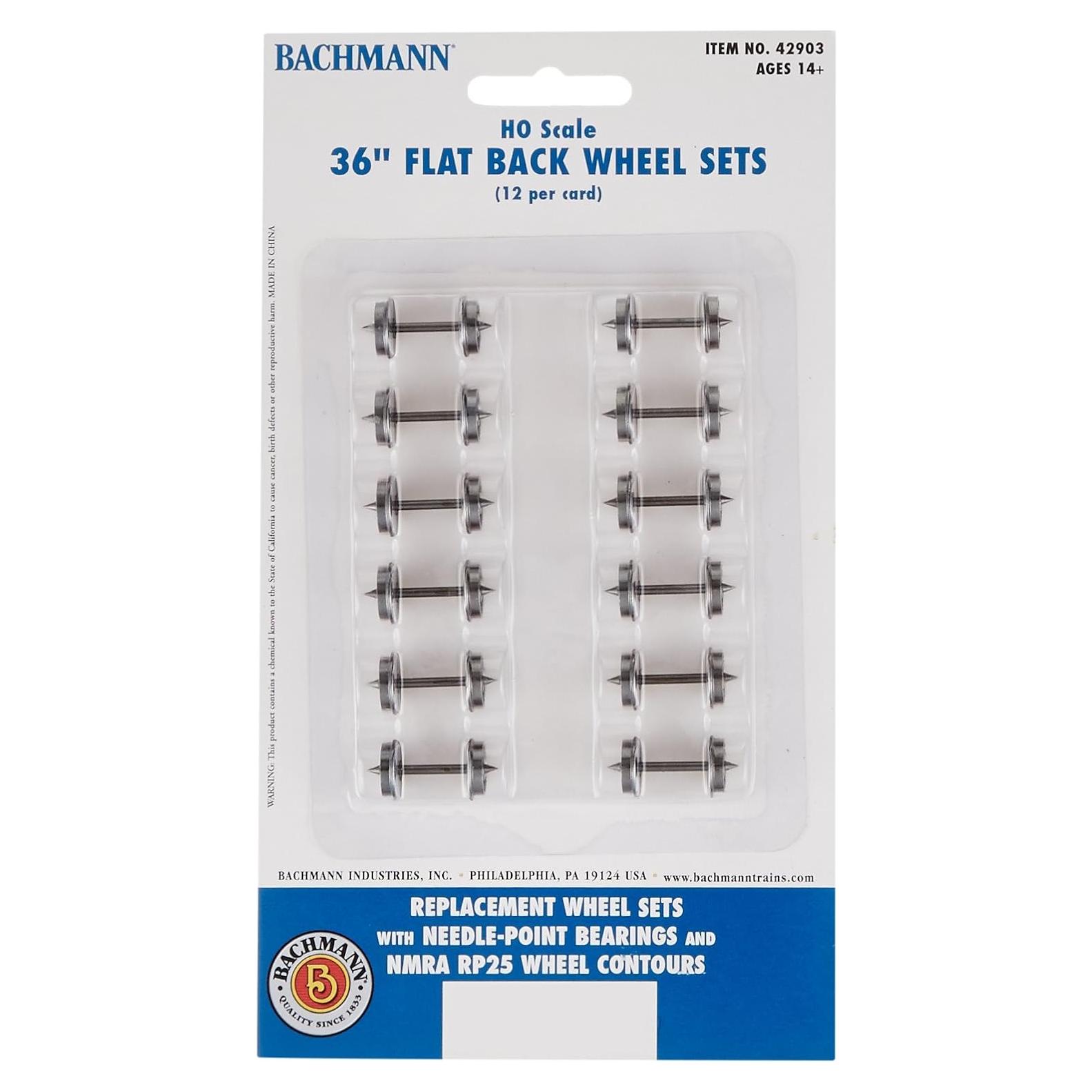 Ruedas de Metal Bachmann 36 cm para Escala HO (12 unidades)