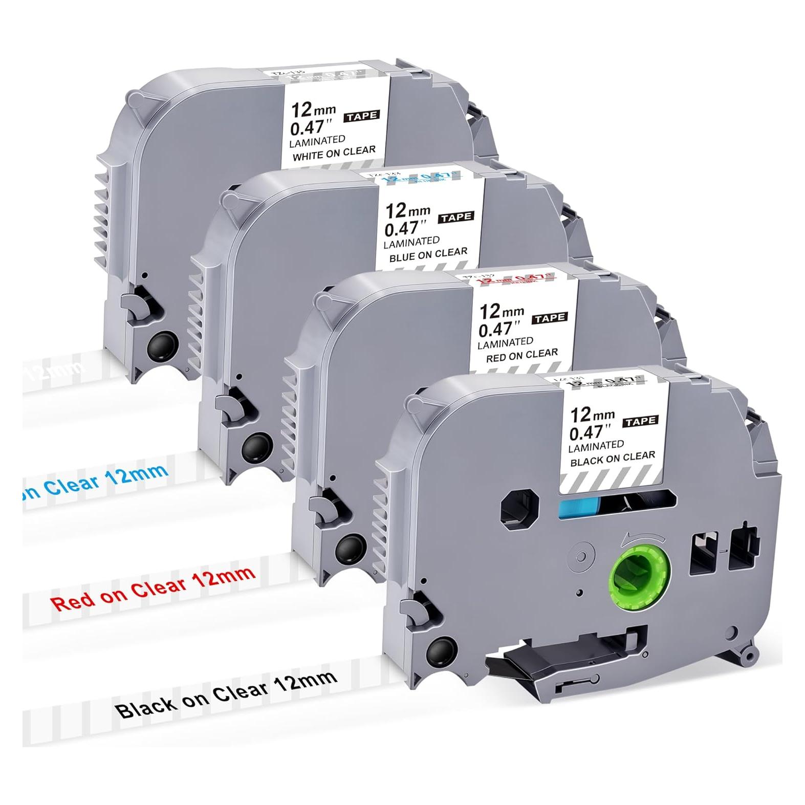 Cinta de Etiquetas Brother TZE 12mm Transparente 4 Colores