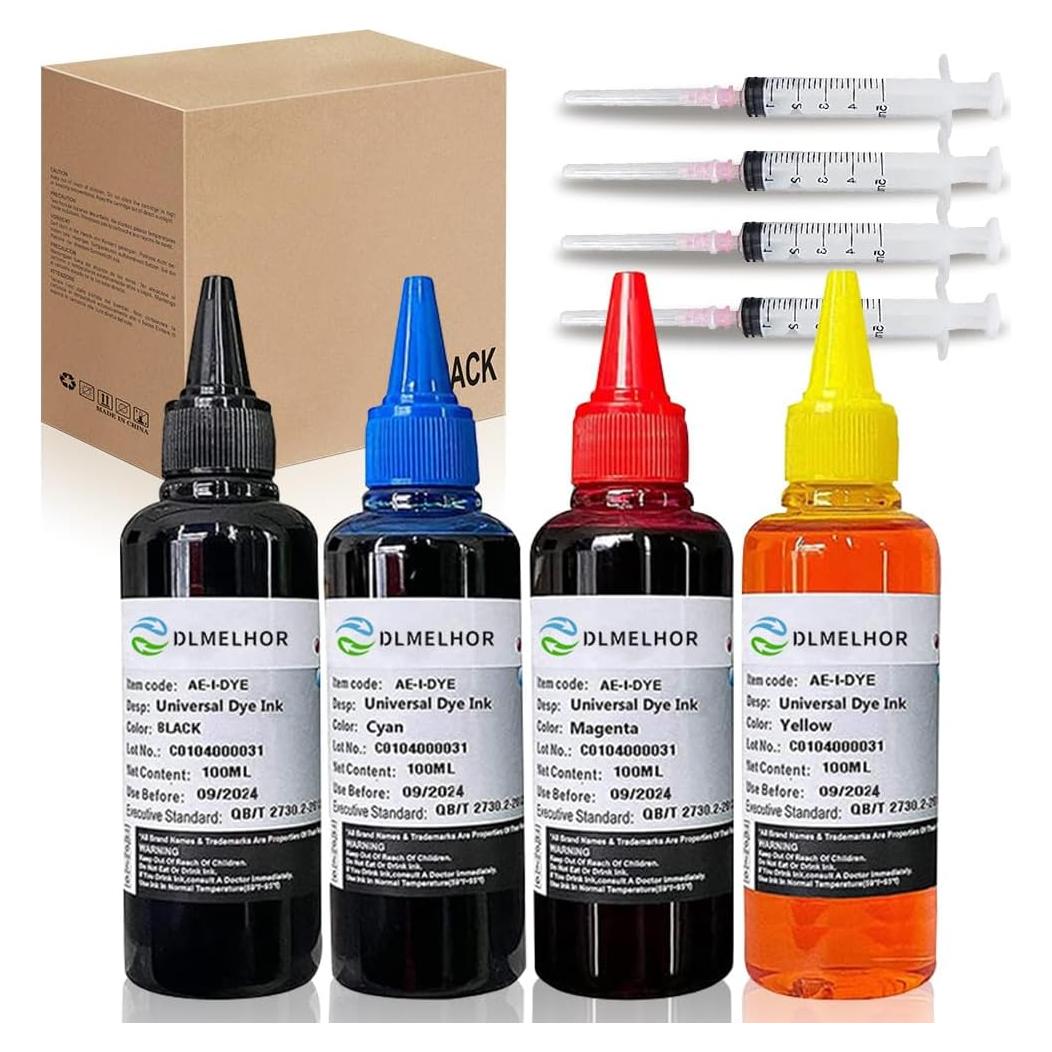 Kit de Recarga de Tinta Universal DLMELHOR 400ml 4 Colores