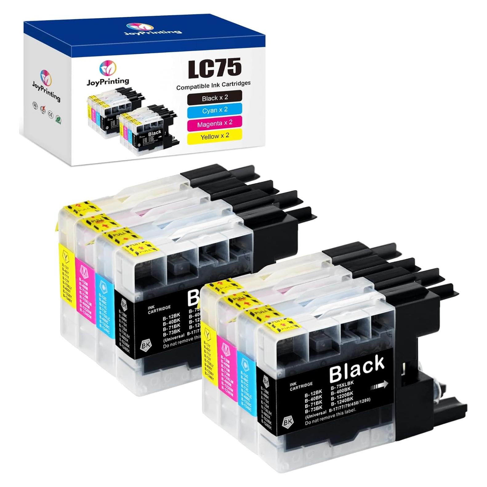Cartuchos de tinta JoyPrinting LC75 compatibles Brother 8 unidades