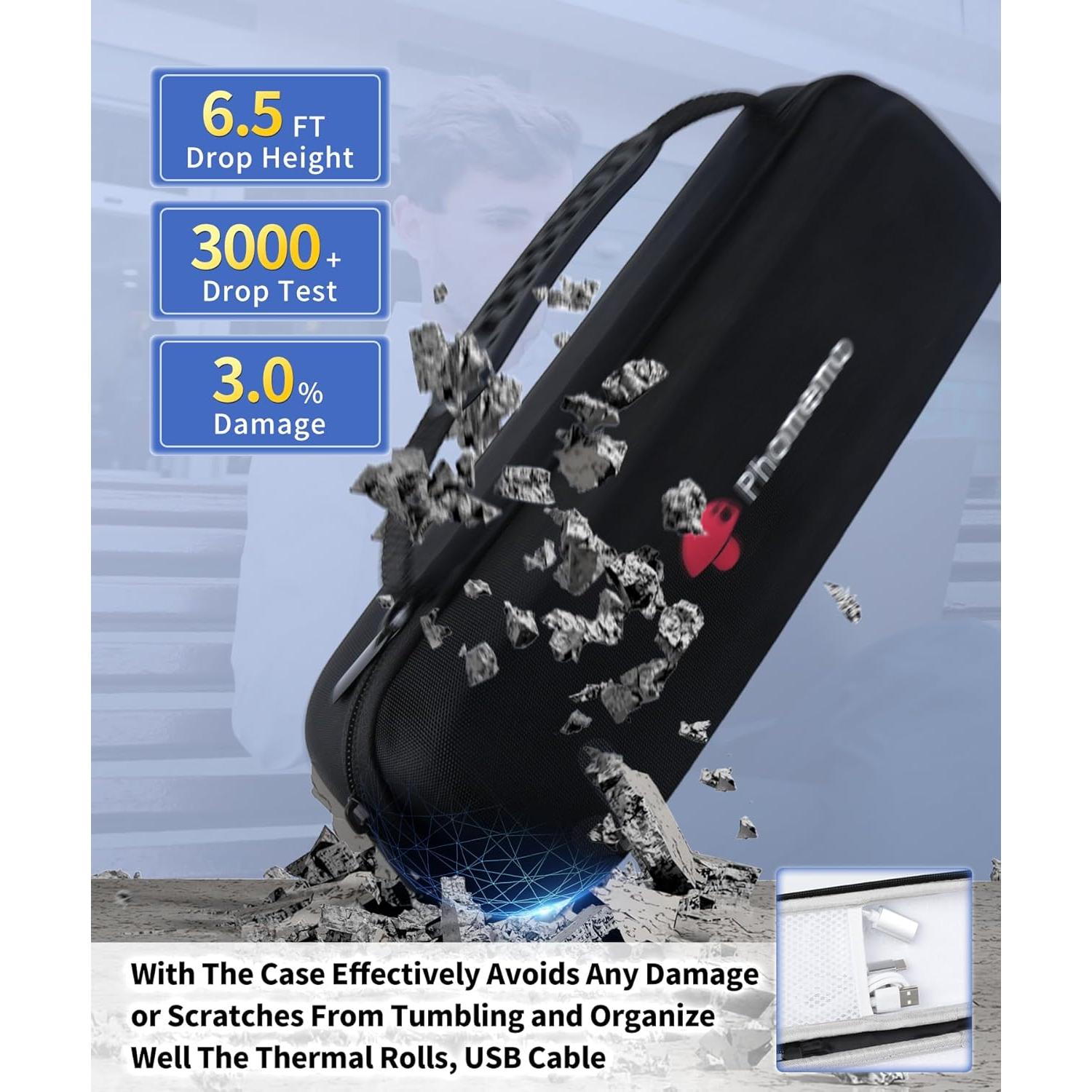 Phomemo Portable Printers Wireless for Travel, M832 Inkless Thermal Printer Support 8.5" X 11" & Multi Sizes, Bluetooth Mobile Printer for Home Office Car, Compatible with iPhone Android Laptop