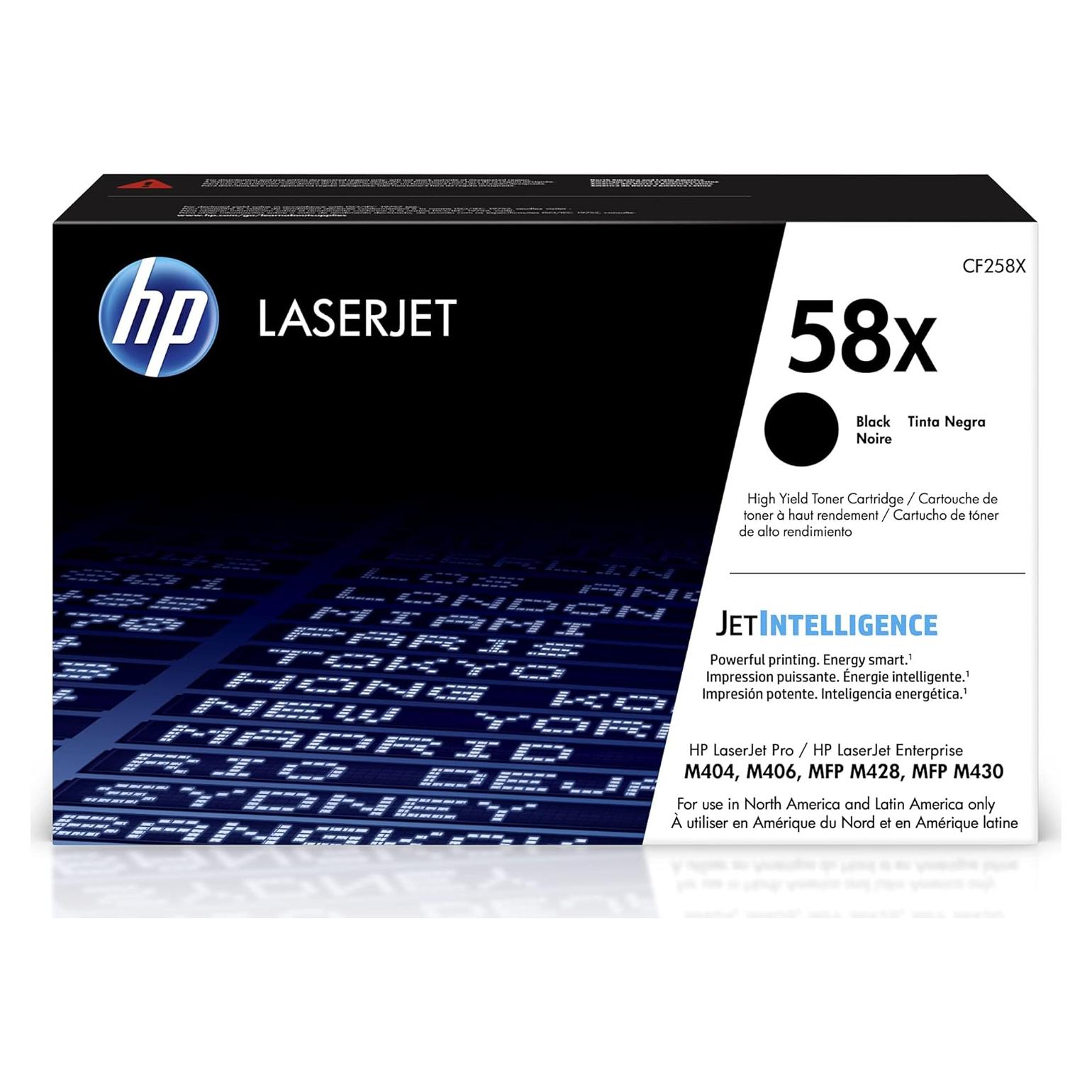 Cartucho de tóner negro HP 58X CF258X | Alto rendimiento 10,000 páginas