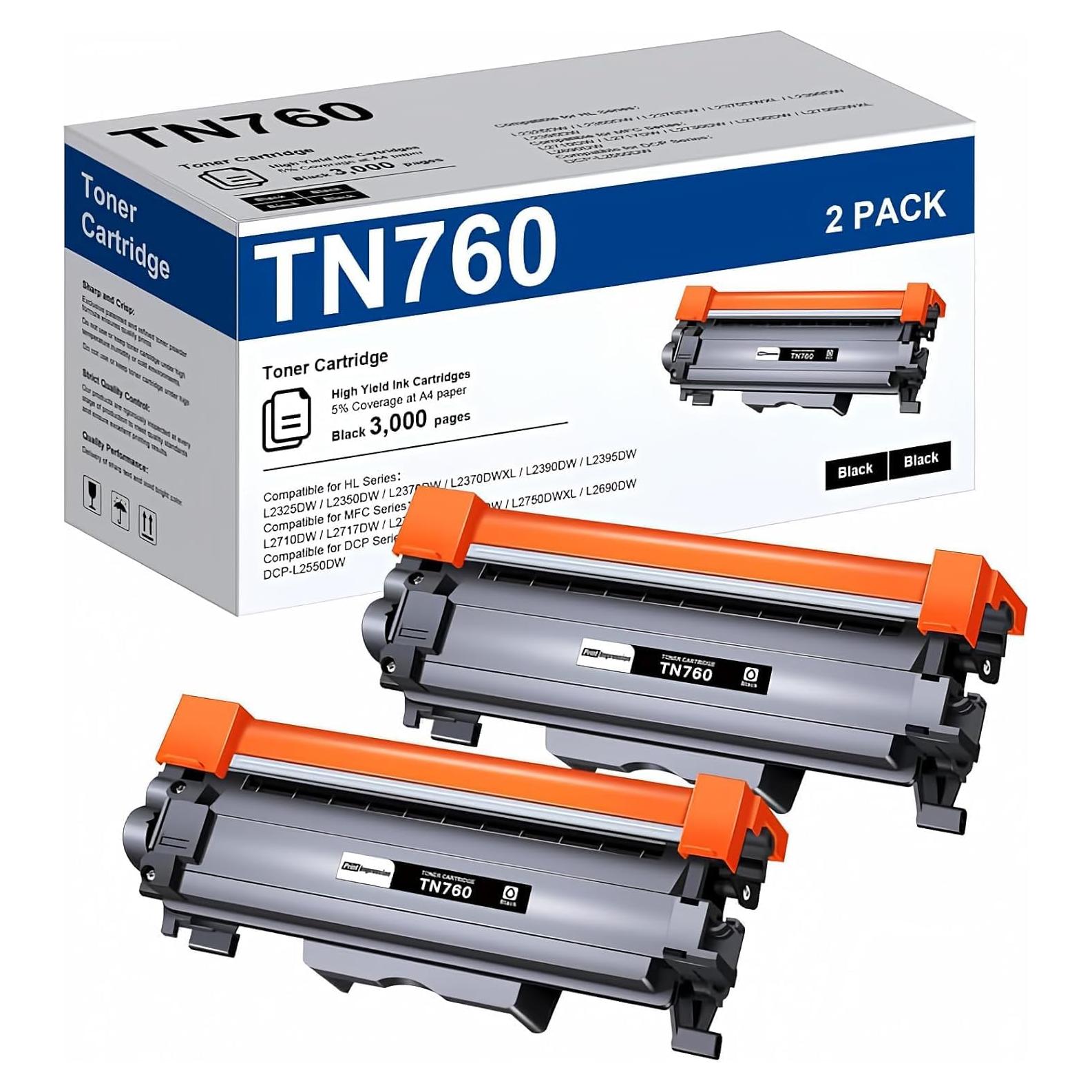 Tóner Negro TN760 PrintImpression Paquete de 2 para Brother