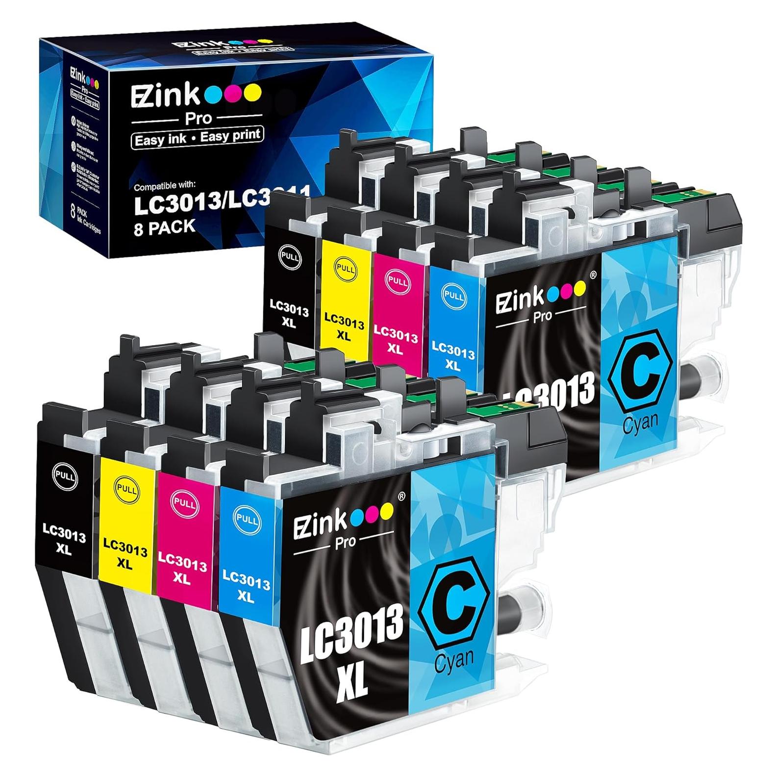 Cartuchos de tinta E-Z Ink Pro compatibles Brother LC3013XL - 8 Piezas